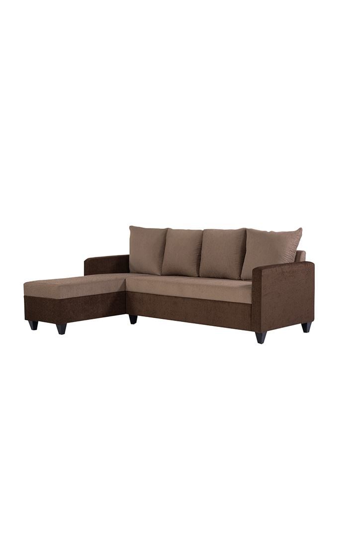 neudot Saya RHS Sectional Sofa for Living Room |6 Person Sofa| Premium Fabric with Cushioned Armrest | 12 Months Warranty| Solid Wood Frame| 6 Seater in Saya Duo Brown Color DIY(Do-It-Yourself)
