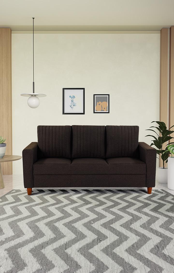 neudot Roman Sofa for Living Room |3 Persons Sofa|Premium Fabric with Cushioned Armrest | Solid Wood Frame|3 Seater in Chocolate Brown Color