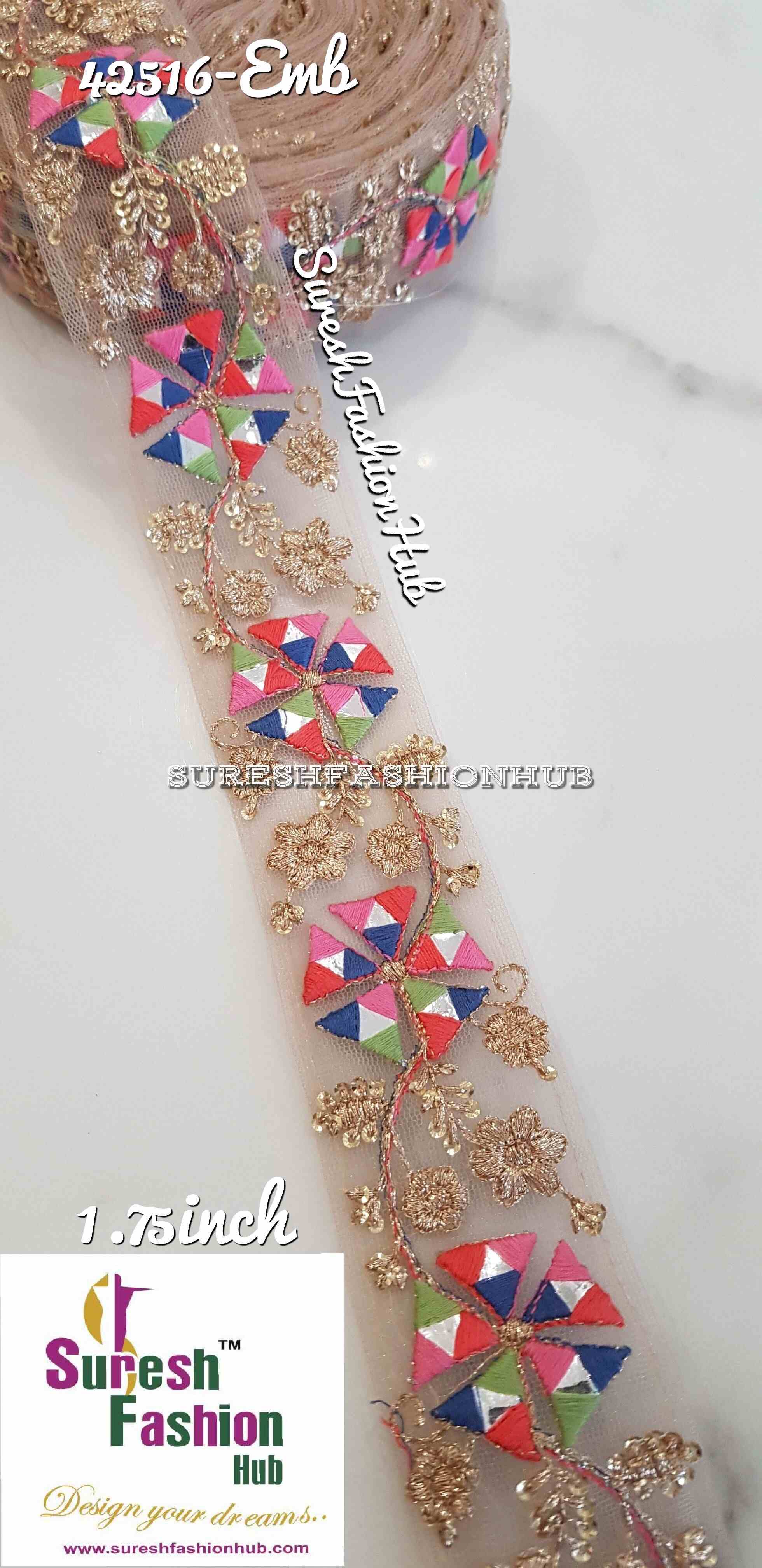 Multicolor Zari Mirage Mirror Embroidered designer Trim