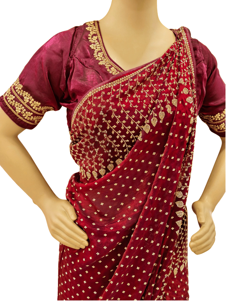 Gayatri Women's Maroon Fendi Fancy Sequin Saree