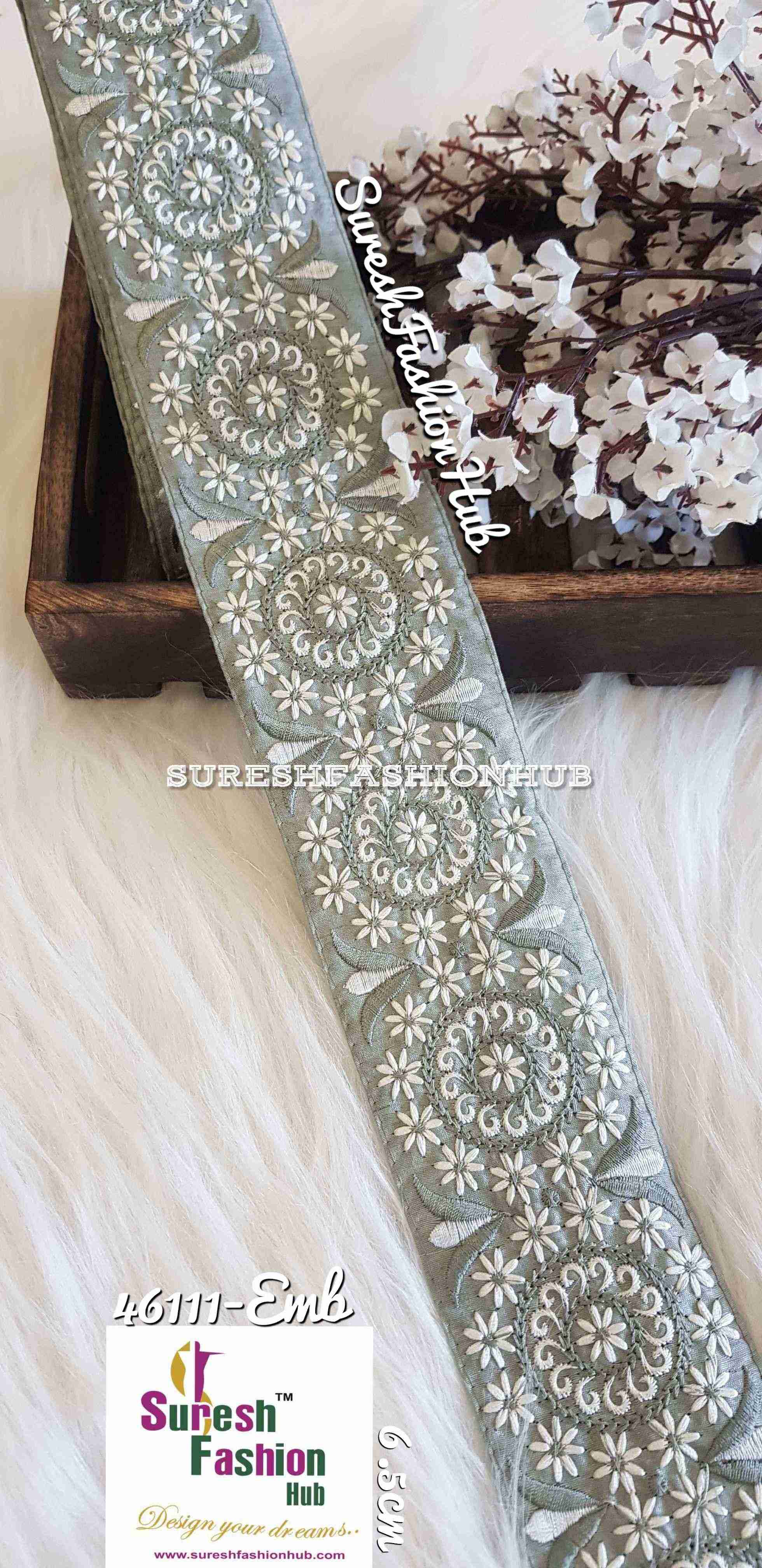 Creative Thread Works Sea Sage  Base Embroidered Trim