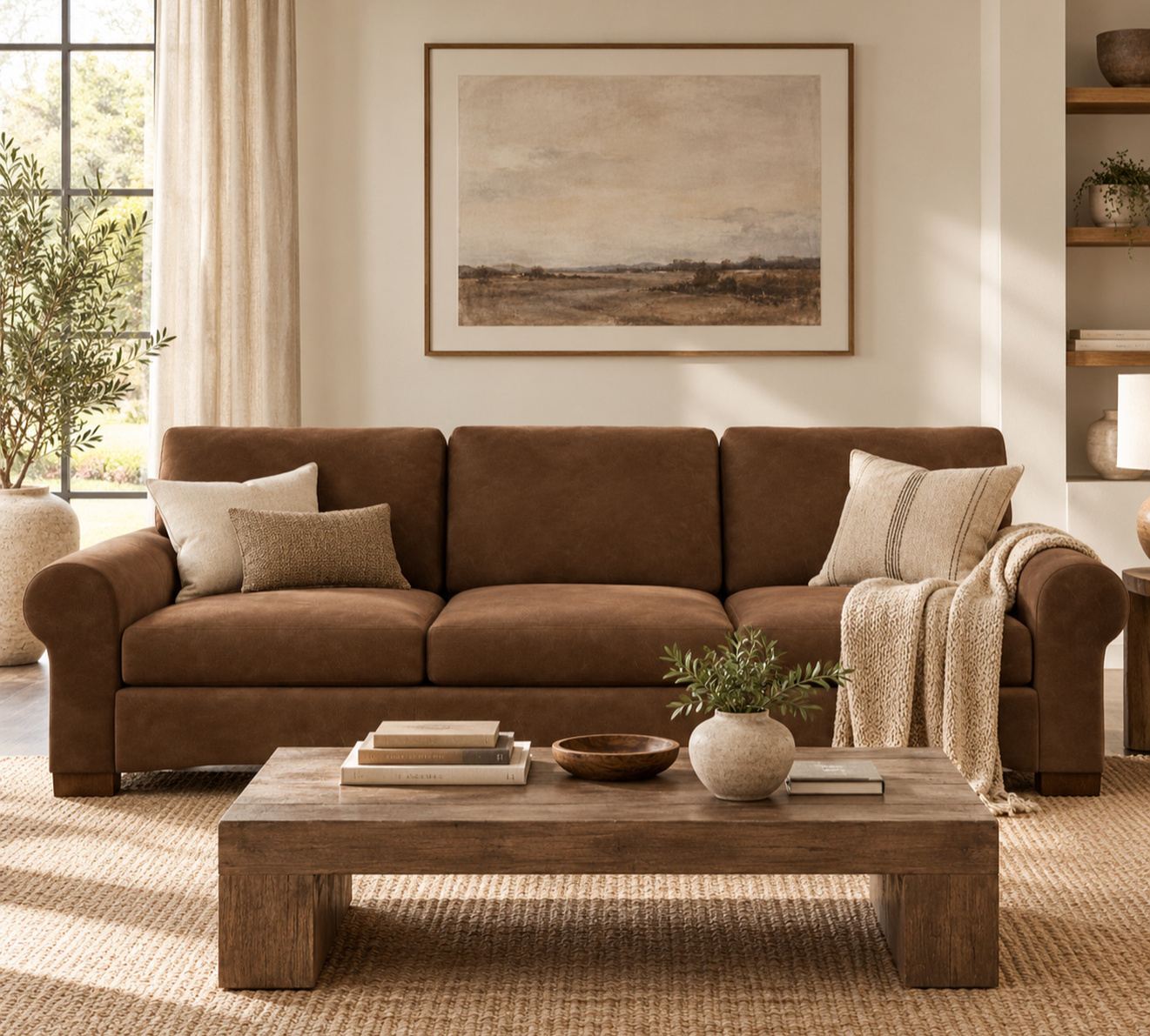 Pottery Barn | Turner Roll Leather Grand Sofa