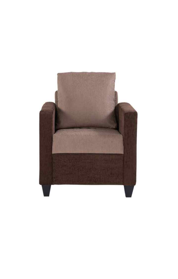 neudot Saya Sofa for Living Room | 1 Persons Sofa| Premium Fabric with Cushioned Armrest | 12 Months Warranty| Solid Wood Frame| 1 Seater in Saya Duo Brown Colour