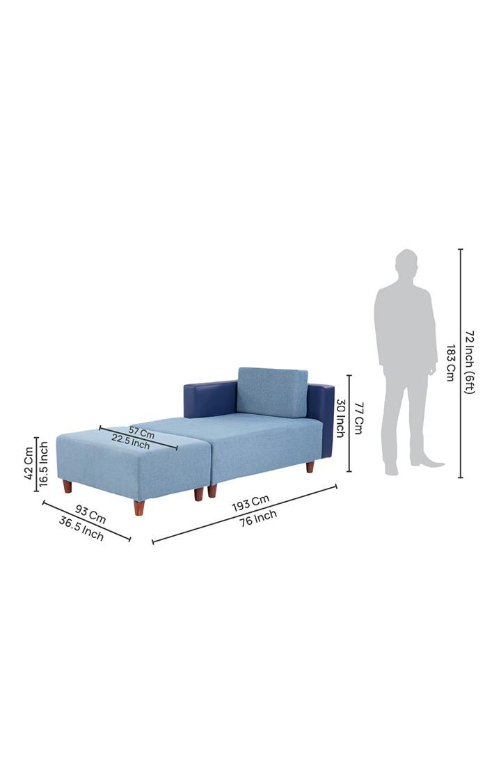 neudot Hailey Fabric Chaise Lounger RHS in Mirage Blue Colour