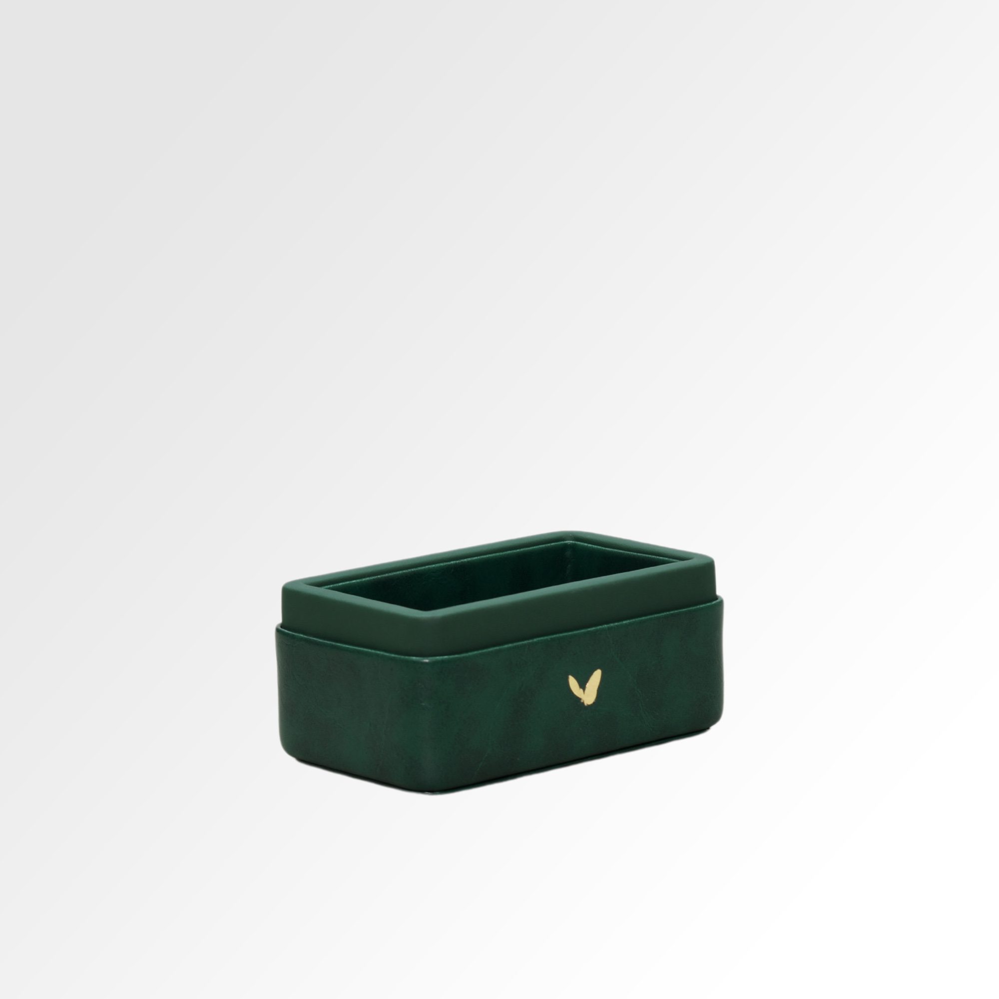 Visiting Card Holder for Desk | Faux Leather | Rectangular | Moderno | Olive Green