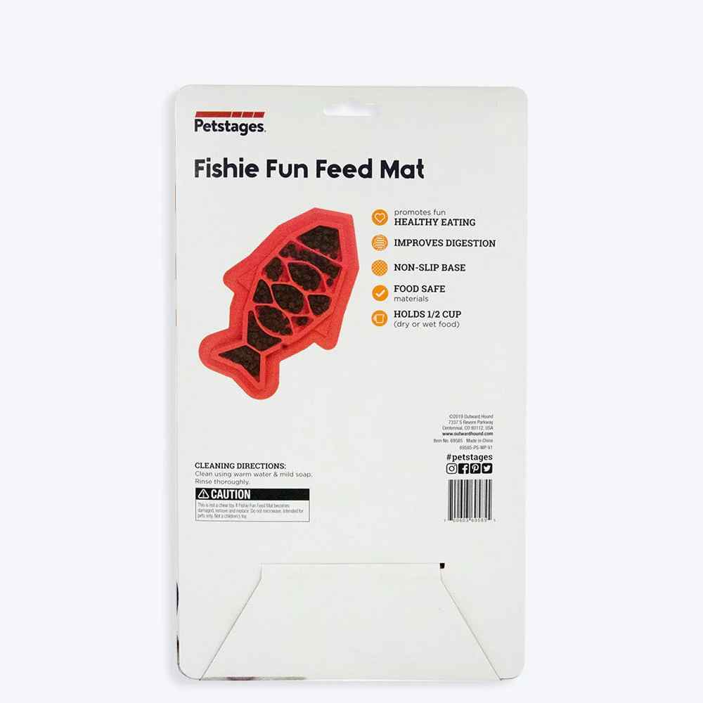 Petstages Fishie Fun Feed Mat Cat Slow Feeder, 28 cm x 18 cm, Pink