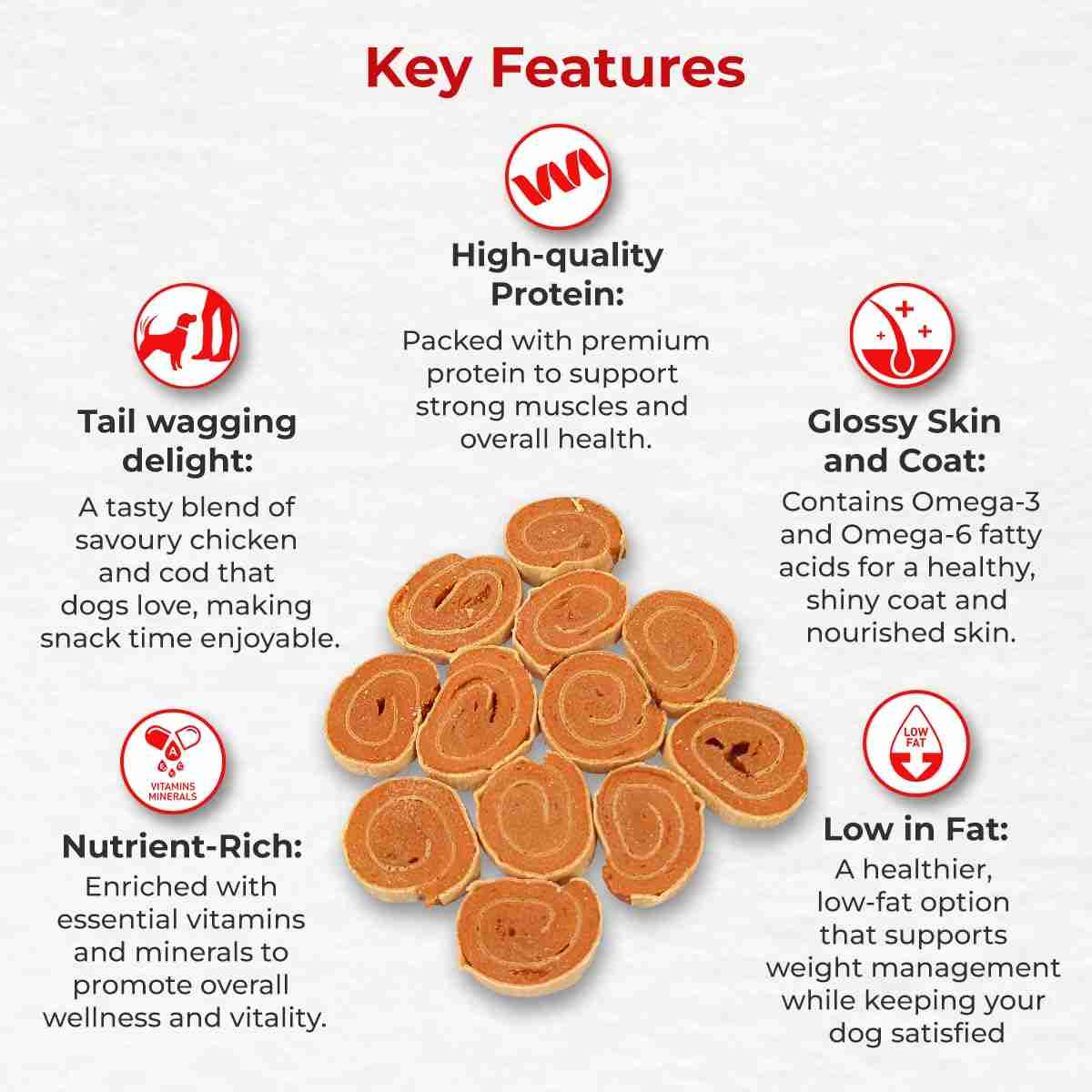 Drools Chicken Cod Roll Dog Treats, 70g