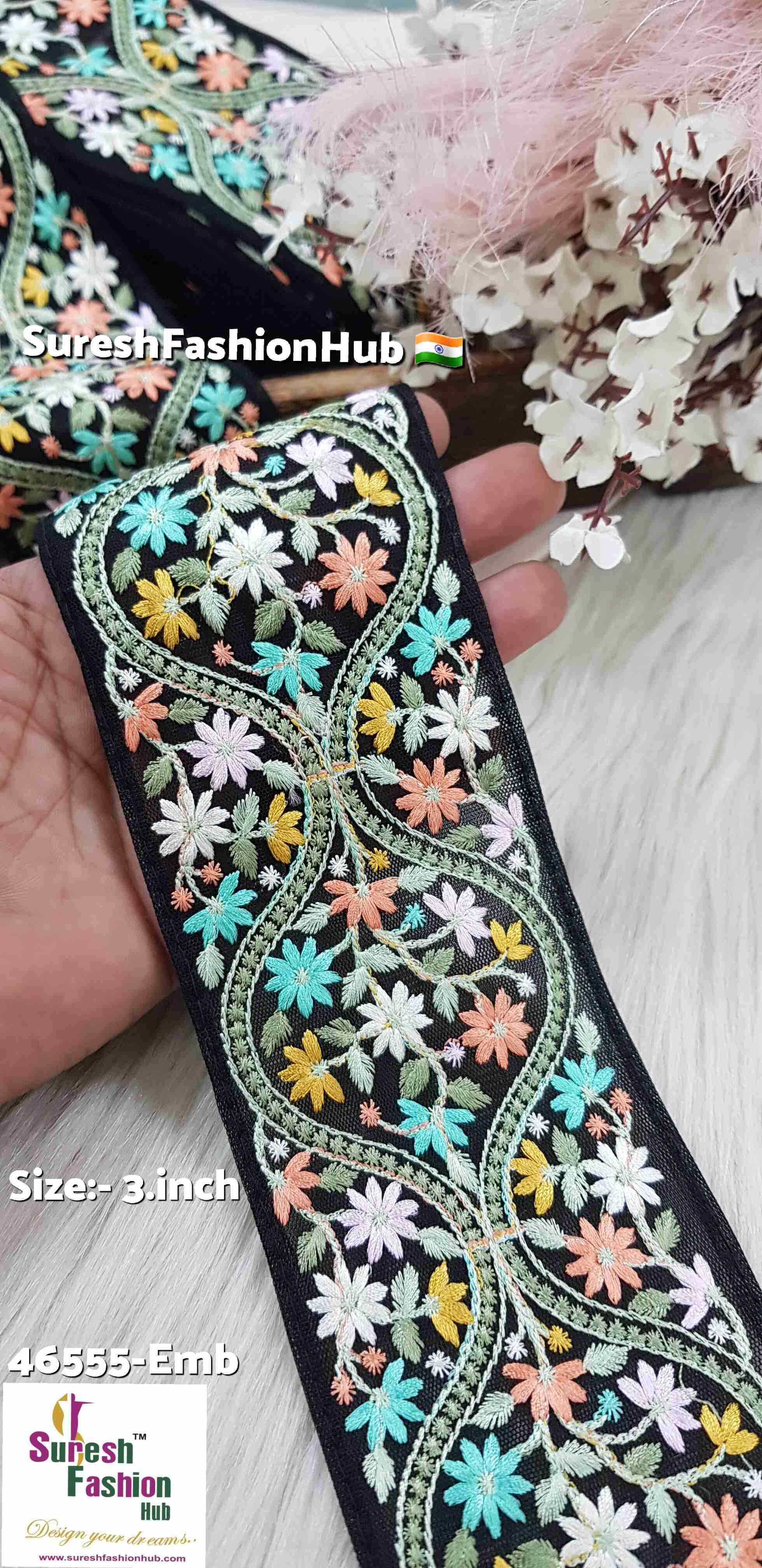 Elegant Floral Black Embroidery Lace