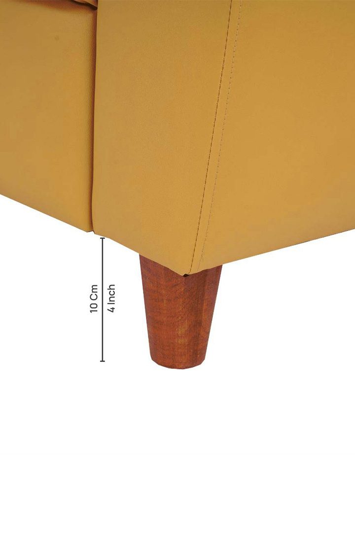 neudot Scott Sofa for Living Room |3 Persons Sofa|Premium Leatherette with Cushioned Armrest | Solid Wood Frame|3 Seater in Husky Yellow Color