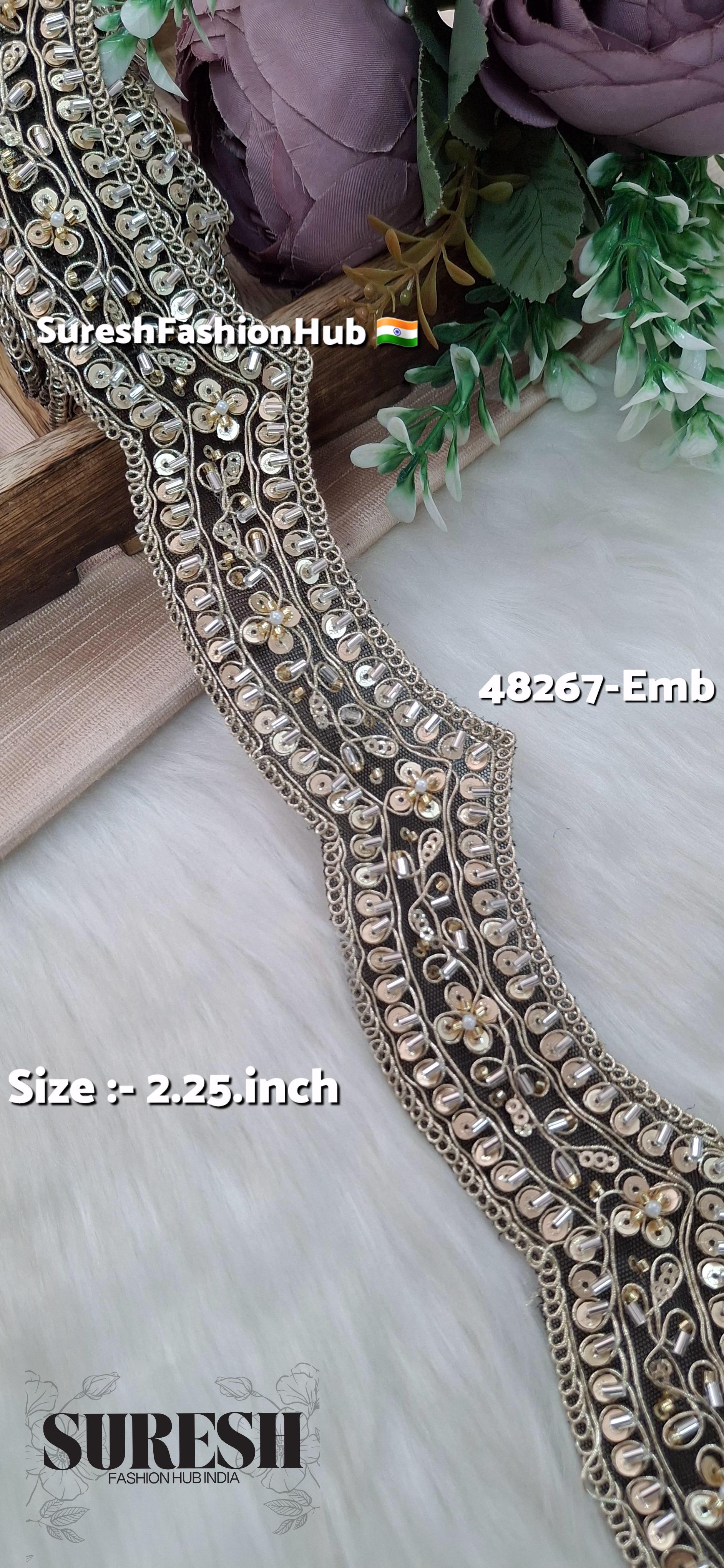 Black Scallop Pearl Embroidery Lace