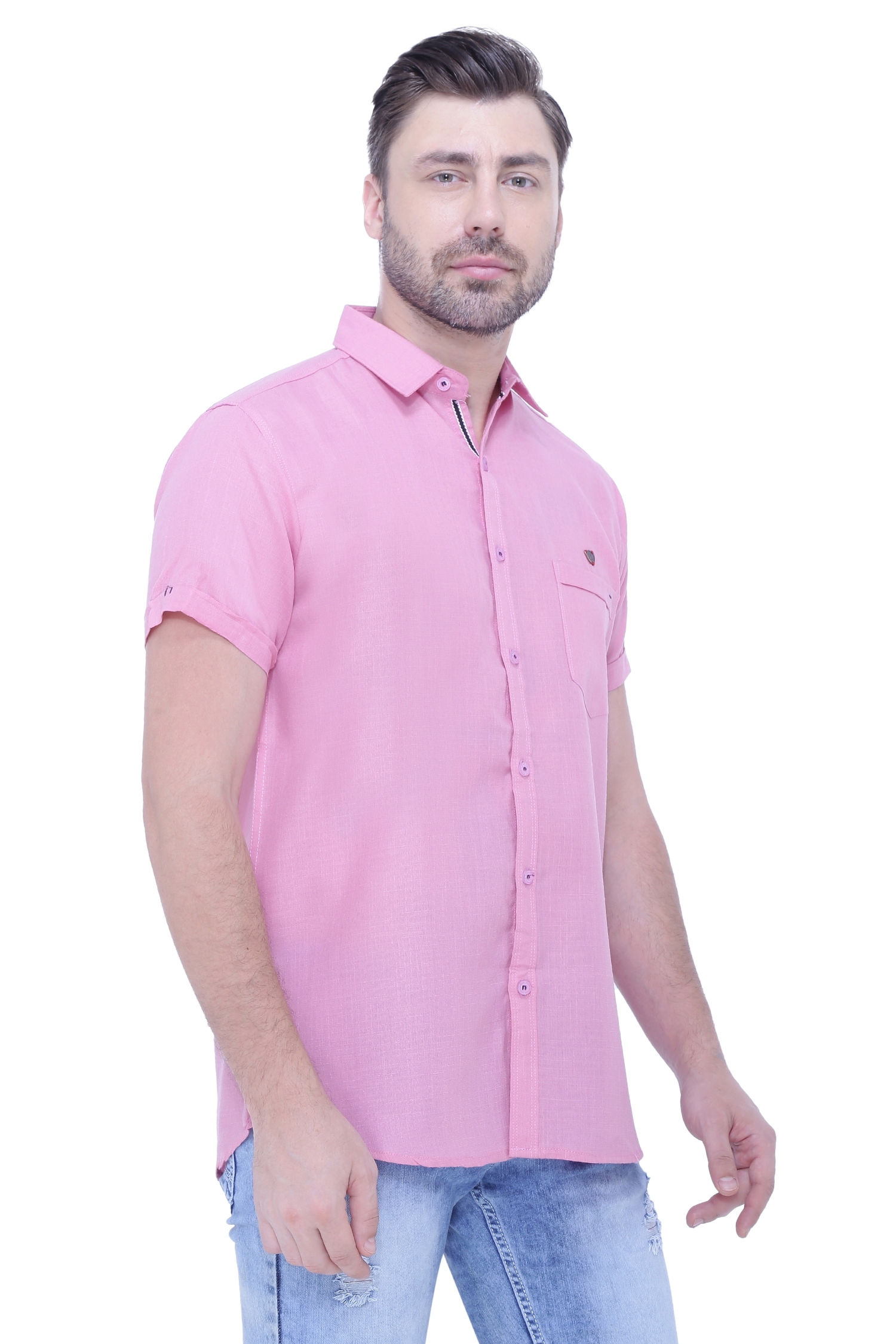Kuons Avenue | Kuons Avenue Men's Linen Blend Half Sleeves Casual Shirt-KACLHS1232 5