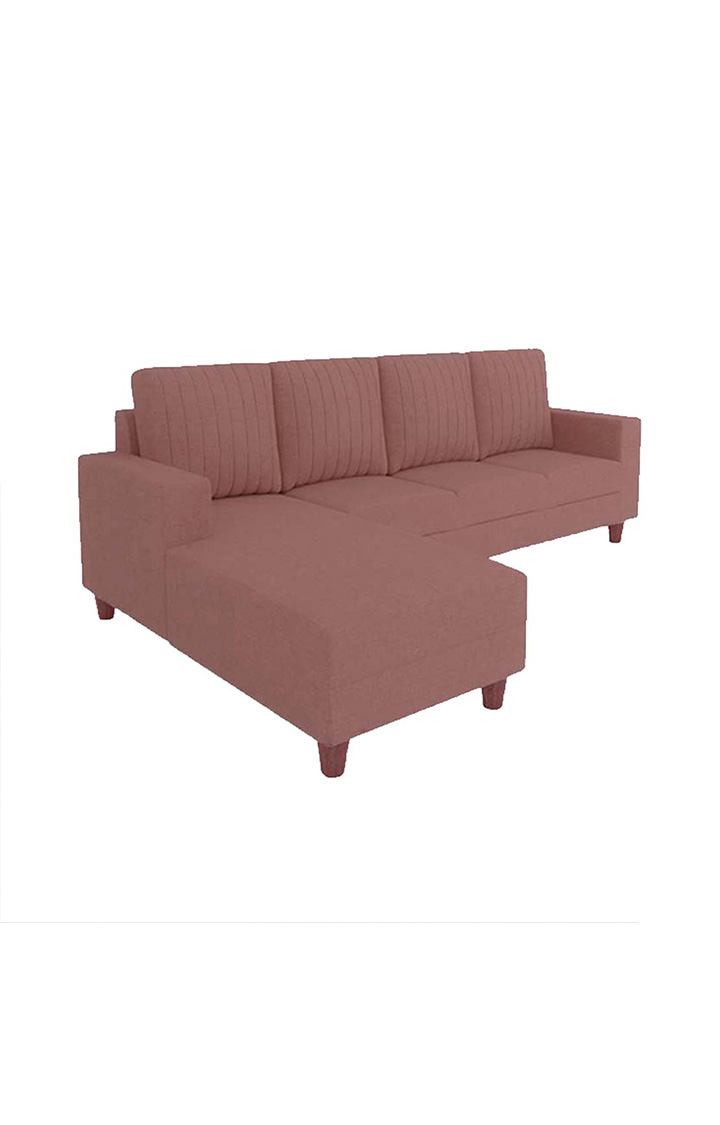 neudot Roman RHS Sectional Sofa for Living Room |6 Person Sofa|Premium Fabric with Cushioned Armrest | Solid Wood Frame|6 Seater in Ceramic Pink Color