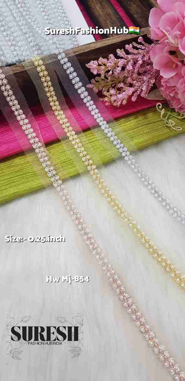 Silver Handmade Pearl Saadi Net Lace – Mj-854