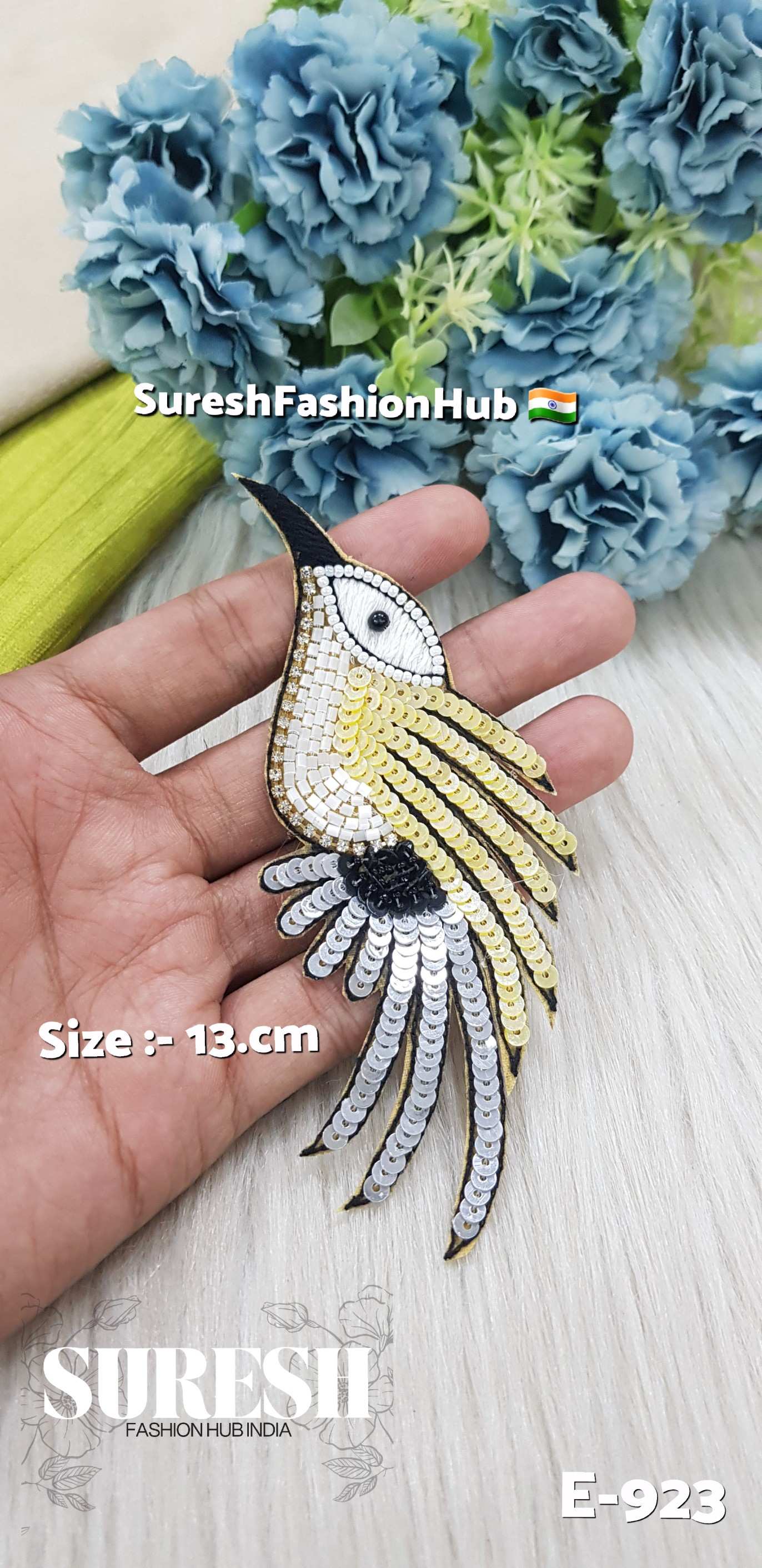 E-923 Pastel Yellow Left Side Humming Bird Patch