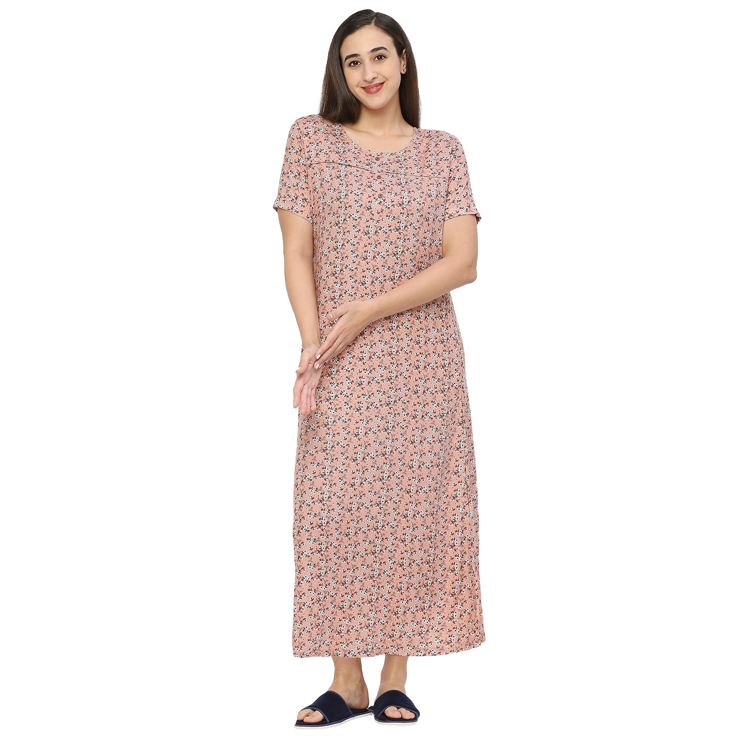 Buy SWOMOG Women's Button Down Nightgown Short Sleeve Nightshirt V-Neck  Sleepwear Boyfriend Sleepshirt Pajama Dress, Black, Medium at Amazon.in