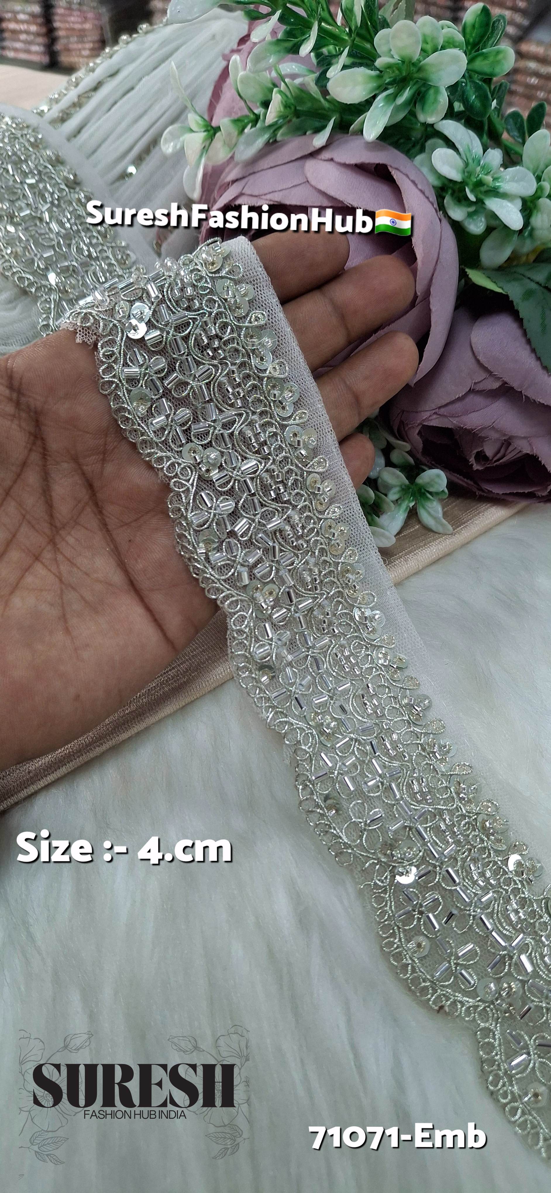 Water Silver Regal Scalloped Lace