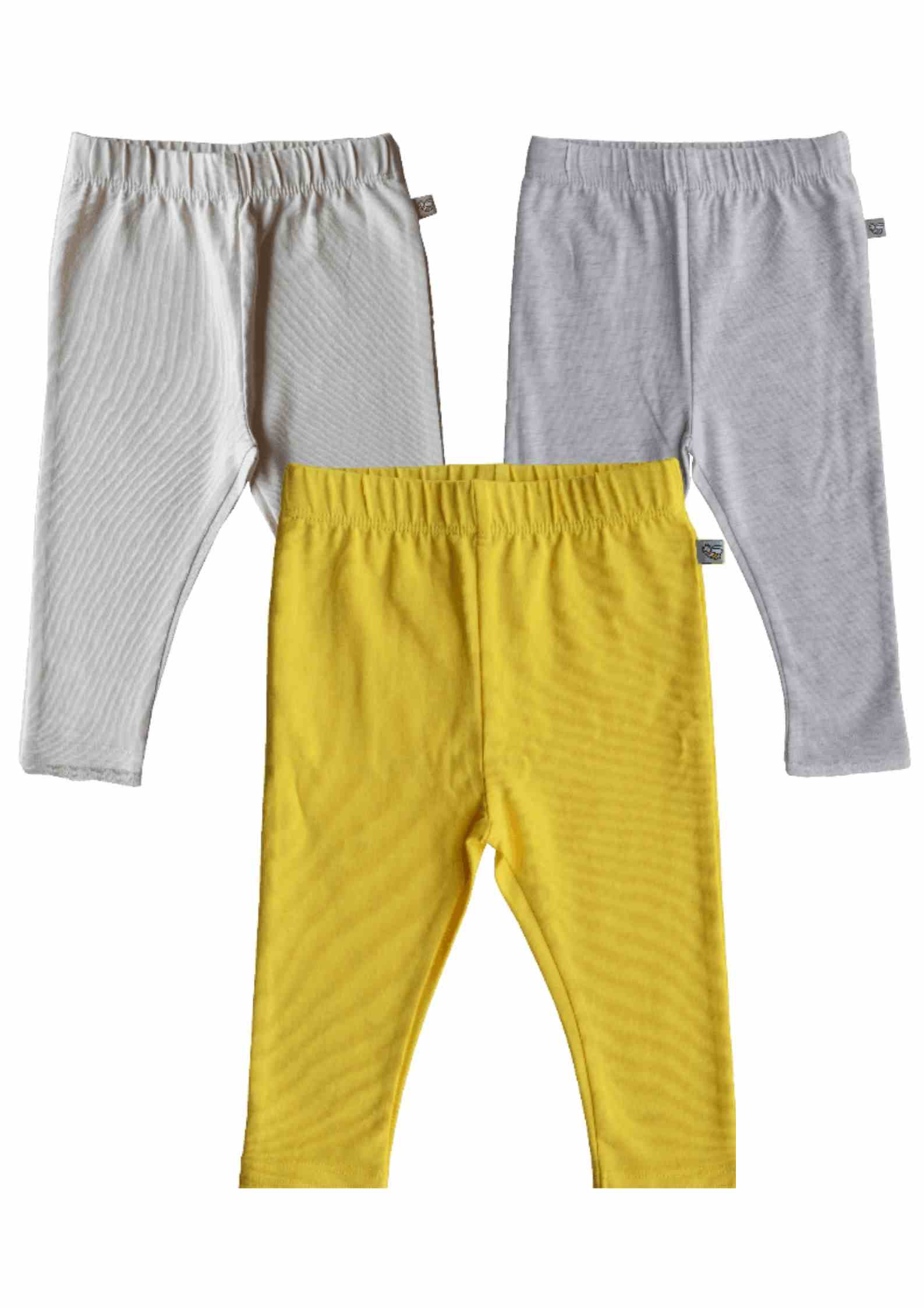 Baby Girls 3pc Combo Leggings (Yellow+Cream+Grey)