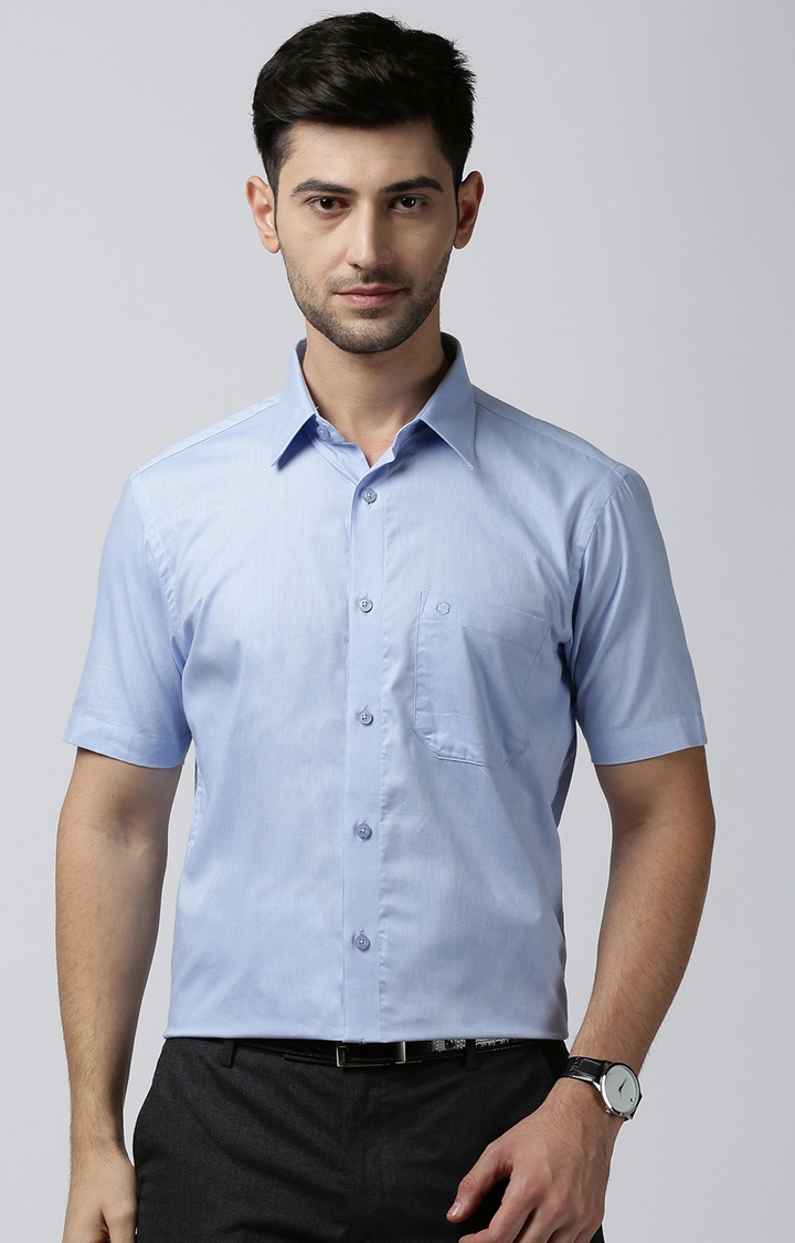 Jansons | Blue Solid Formal Shirts 0
