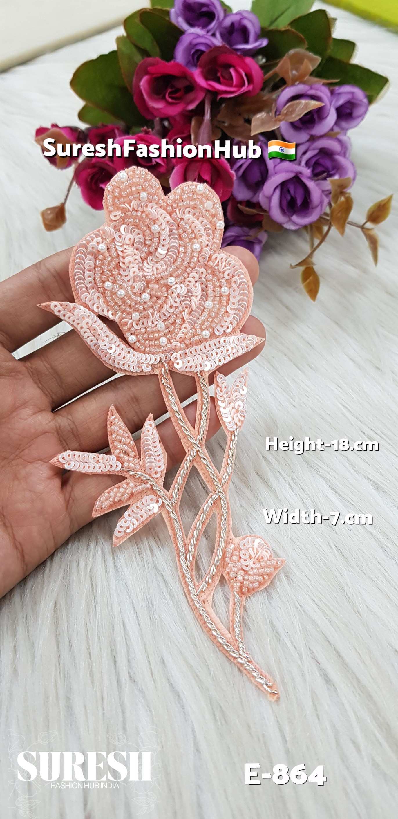 Elegant Peach Handcrafted Rose Patch