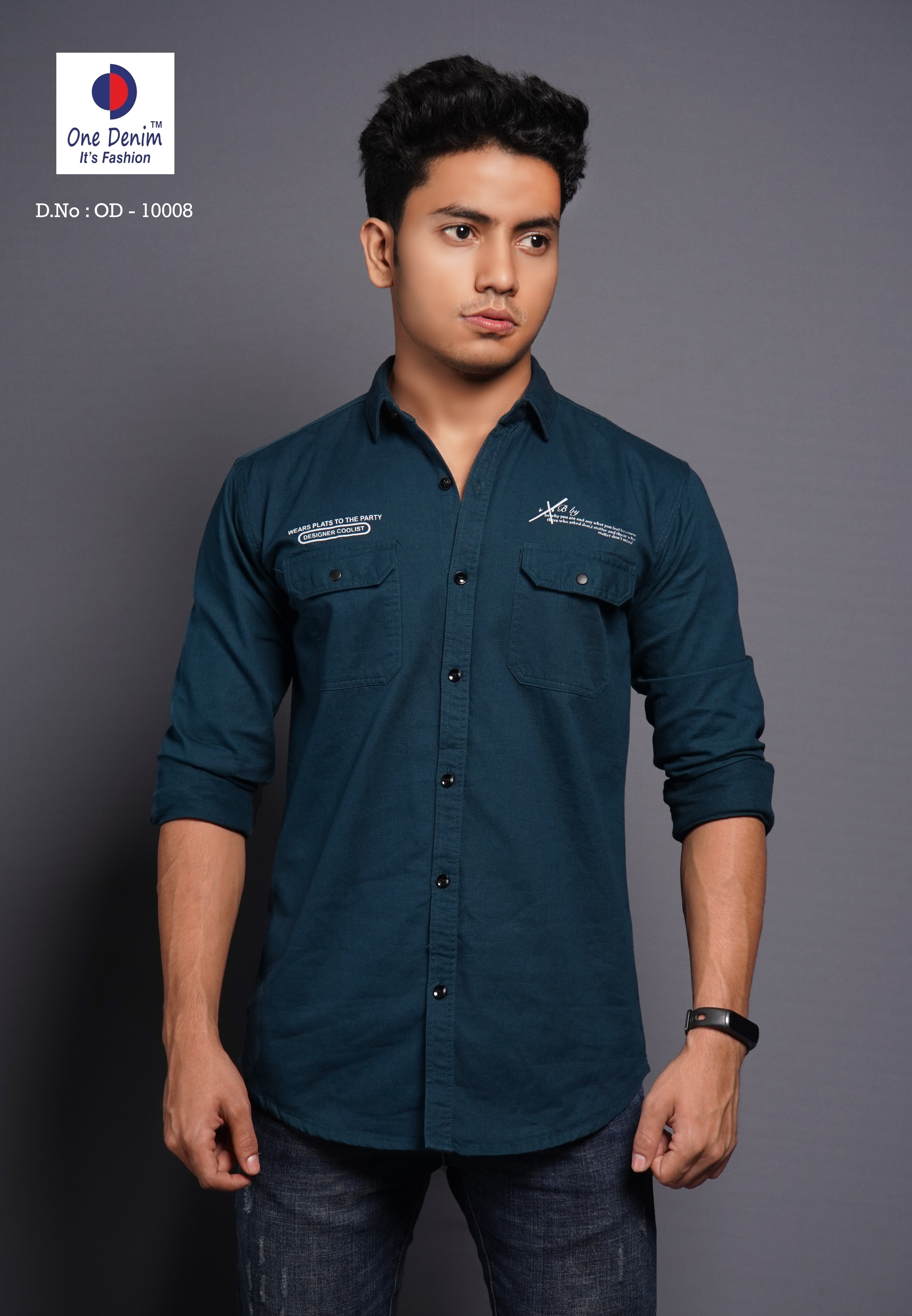 One Denim Blue Cusual Men's Shirts