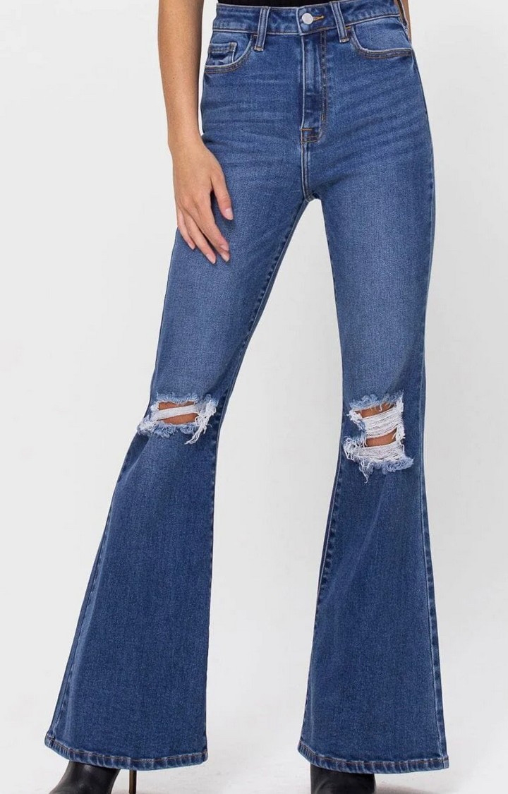 Higher High-Waisted Side-Slit Flare Jeans for Women | Old Navy