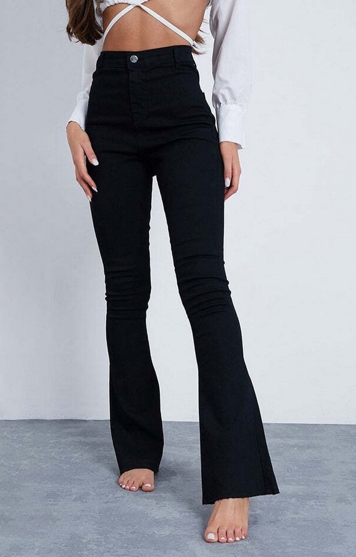 Women Black Flare High Waist Jeans