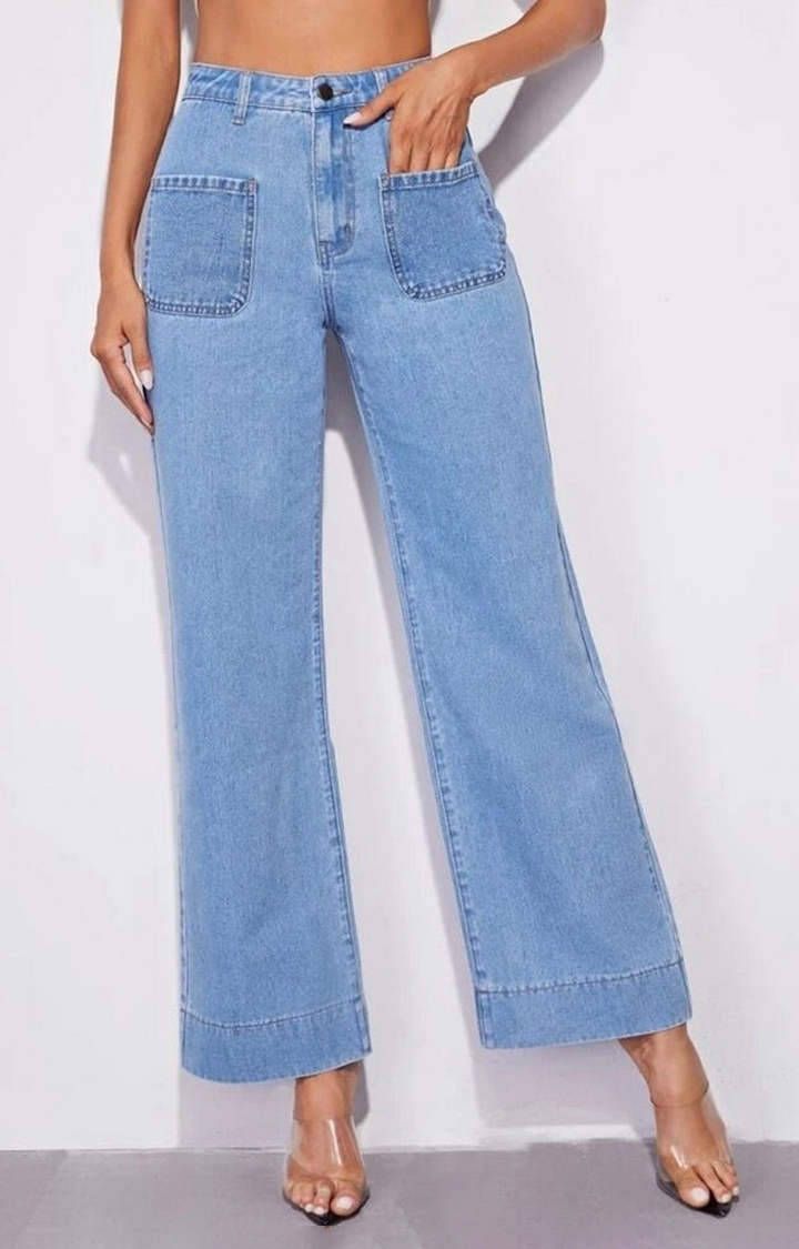 Buy Blue High Rise Wide Leg Jeans Online In India