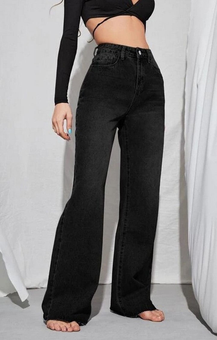 Womens black outlet raw hem jeans