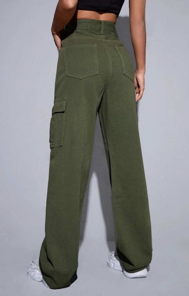 Women Pistachio Green High Waist Cargo Jeans - Offduty India