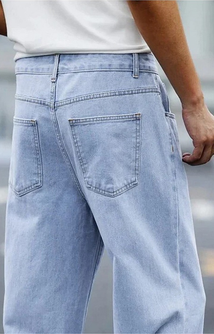 Slate blue baggy fit rigid jeans clearance