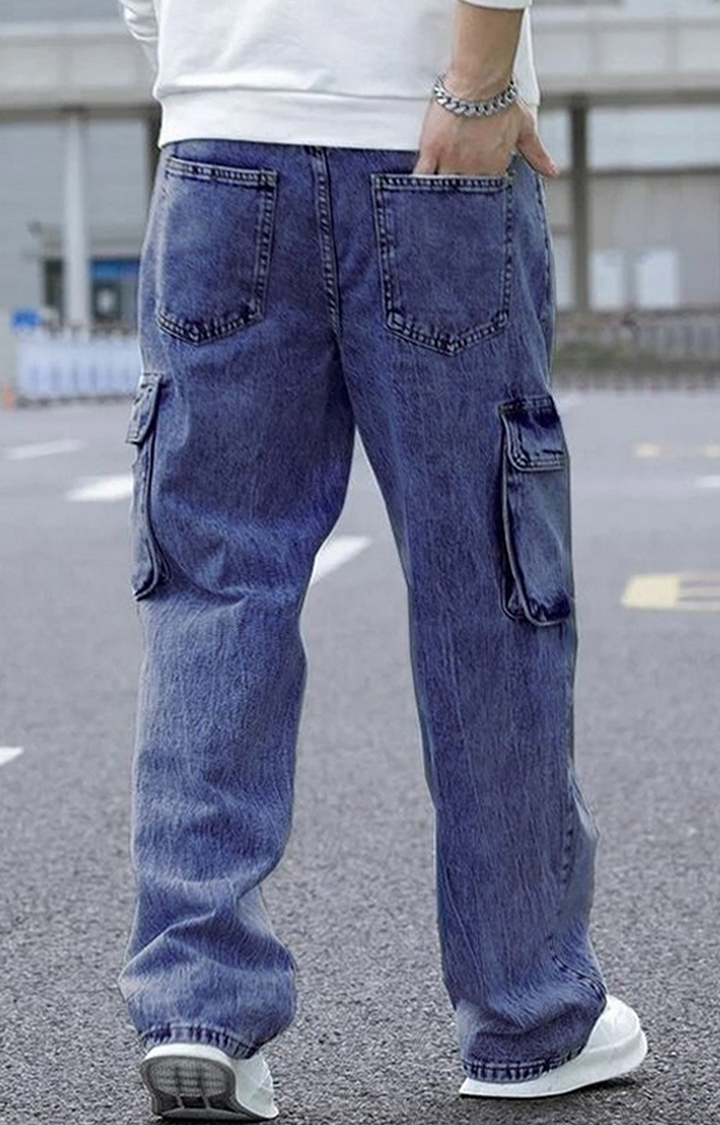 Original Blue Wash Baggy Fit Cargo Men's Jeans