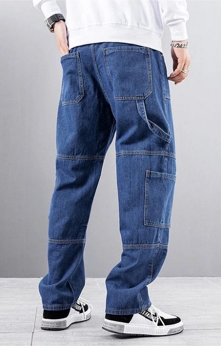 Plain Comfort Fit Men Denim Cargo Jeans, Blue at Rs 1096/piece in Agra