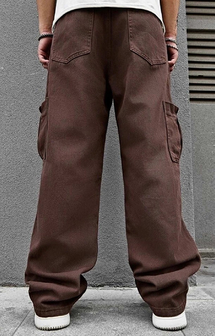 Men's Baggy Fit Cargo Pants in Brown - Gorur Ghash