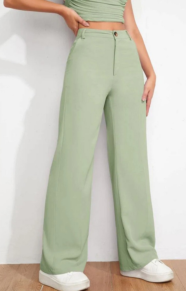 Highwaisted tailored trousers  Light green  Ladies  HM IN