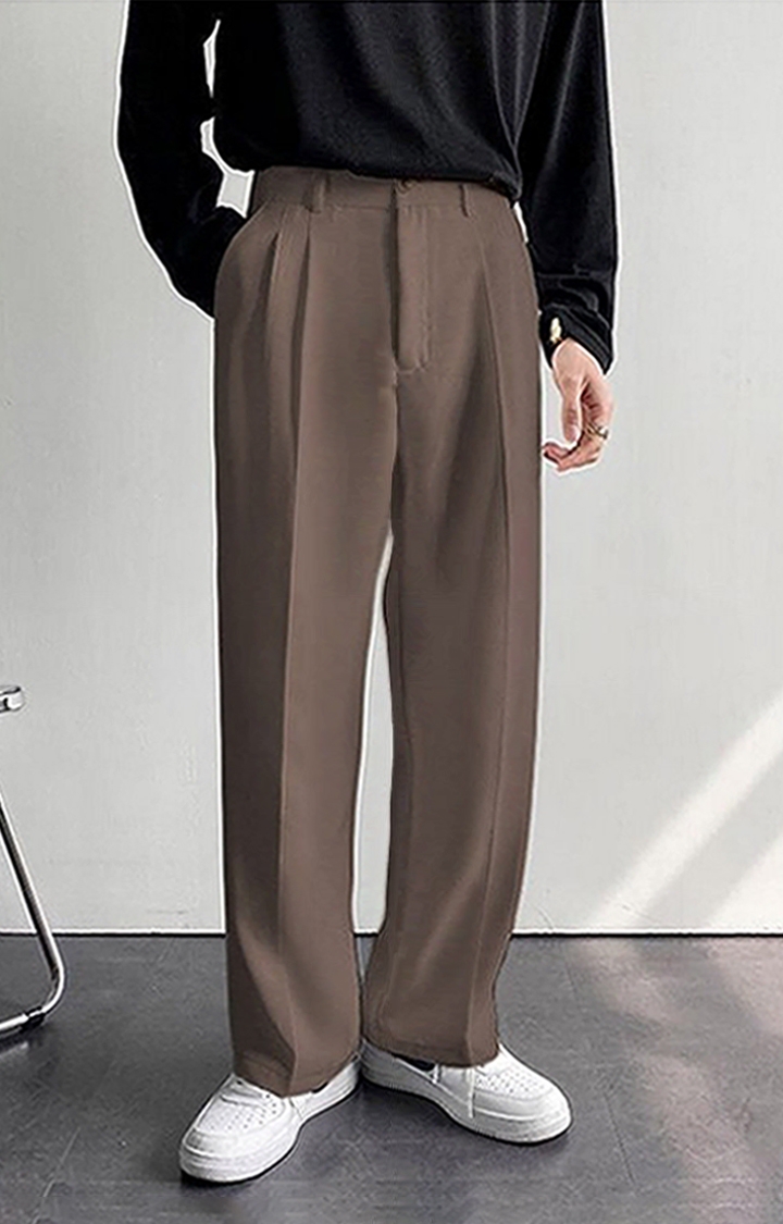 Korean Baggy Loose Fit Pants For Men's  - Coco Brown