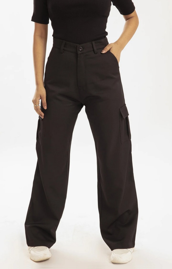 Buy Moda Rapido Women Solid Slim Fit Cargo Trousers - Trousers for Women  10259673 | Myntra