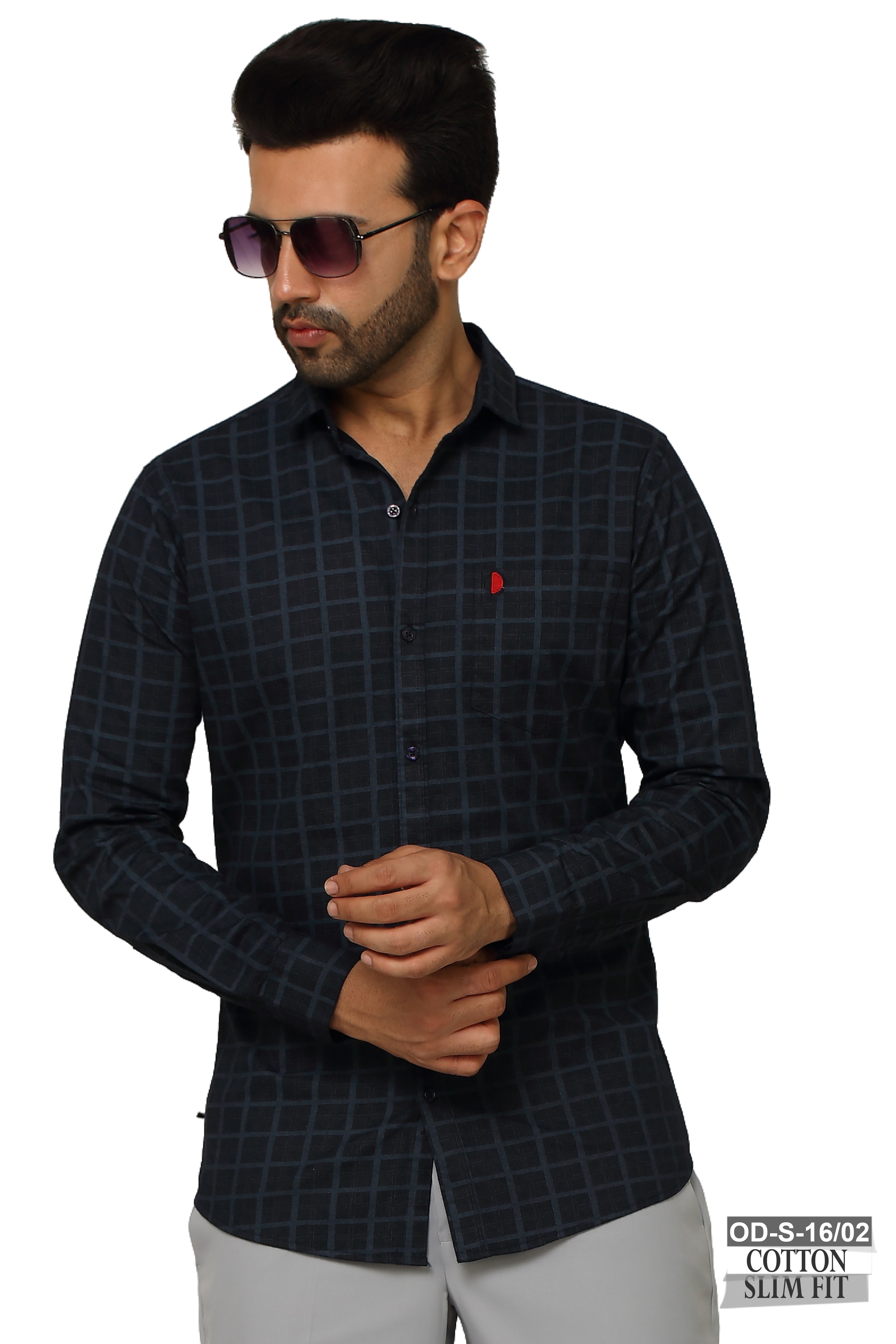 One Denim Chex Black Men's Shirts Casual