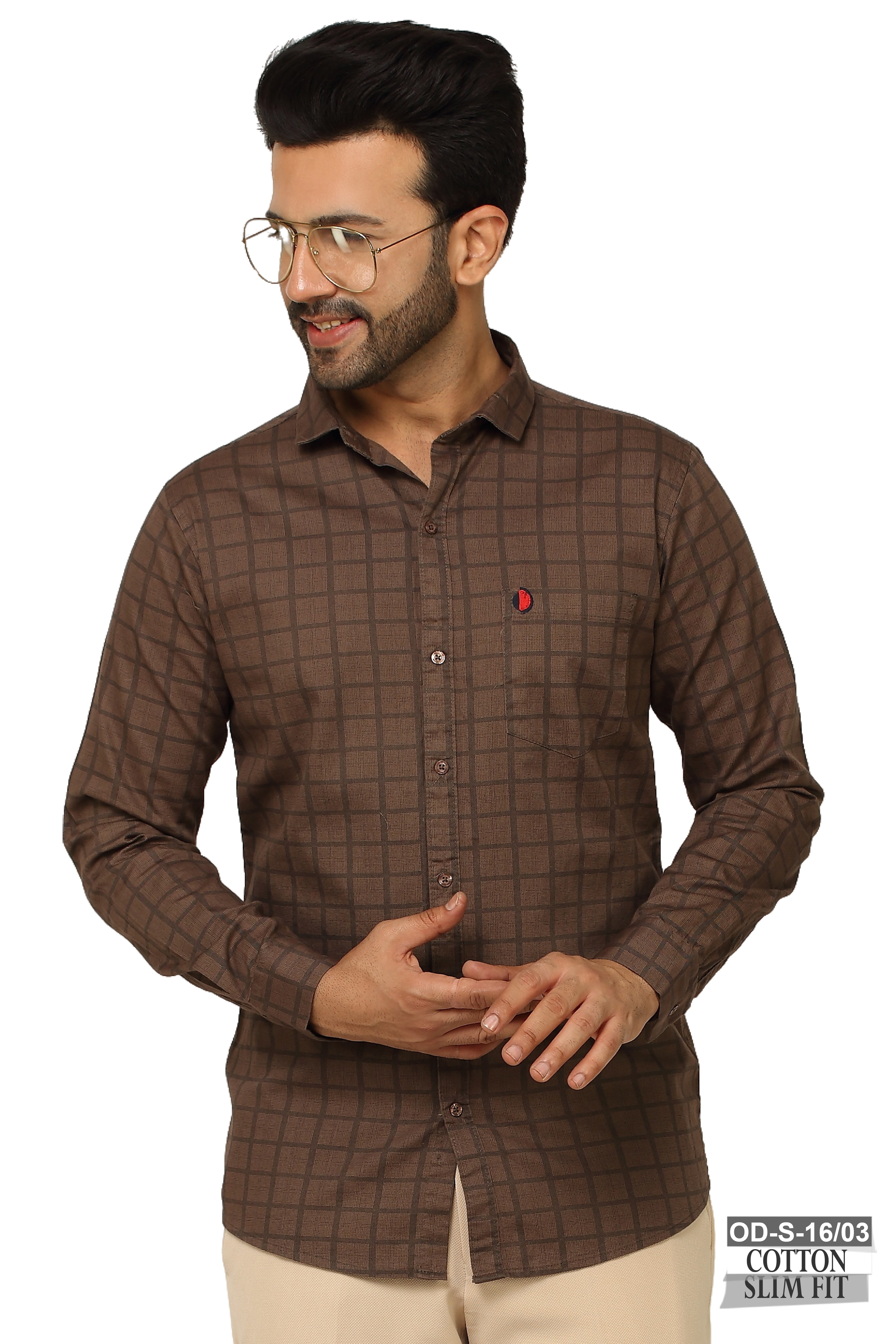 One Denim Chex Men Brown Casual Shirts