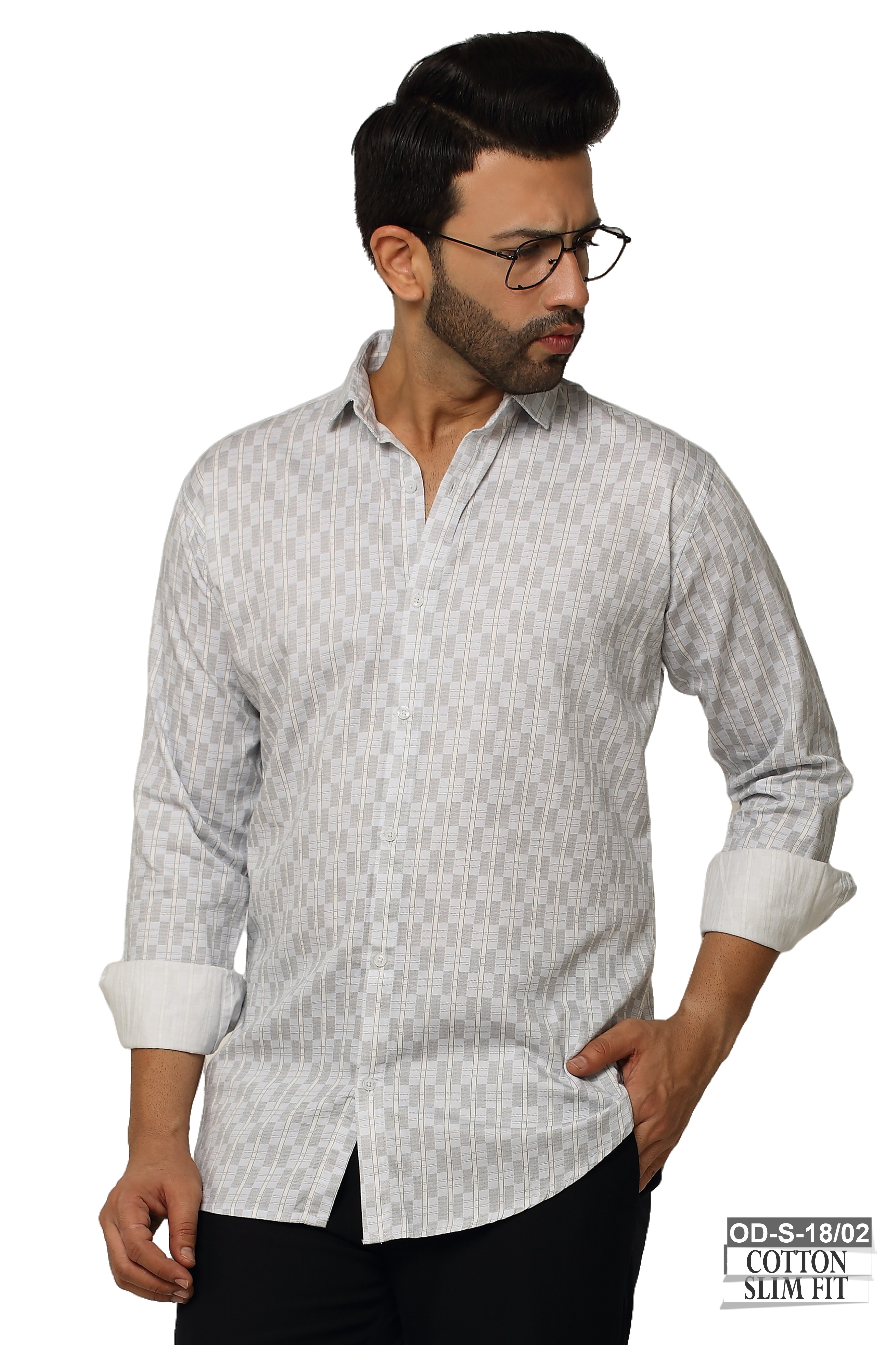 One Denim Men's Grey Casual Shirt Lining