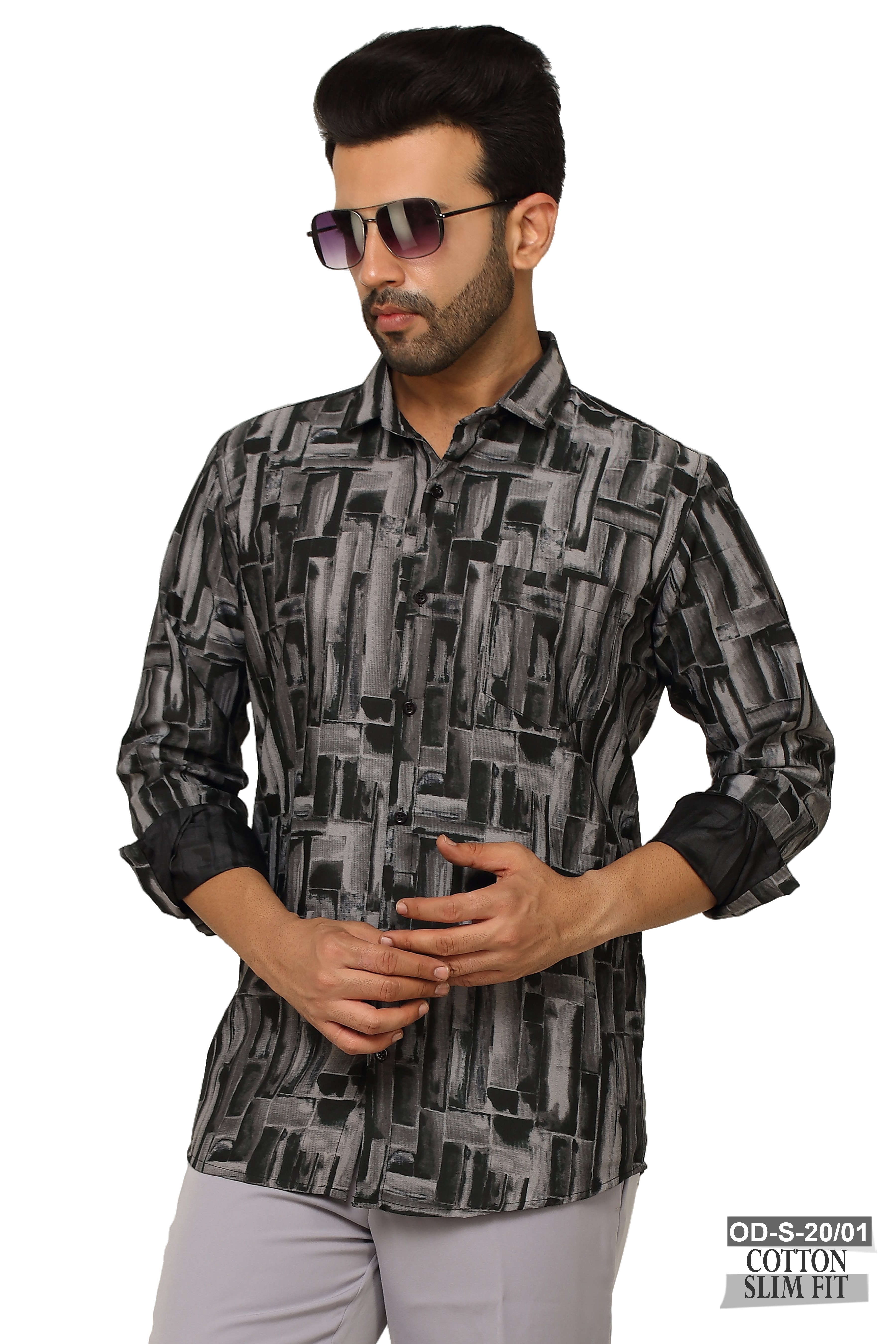 One Denim Grey Patti Men's Shirts