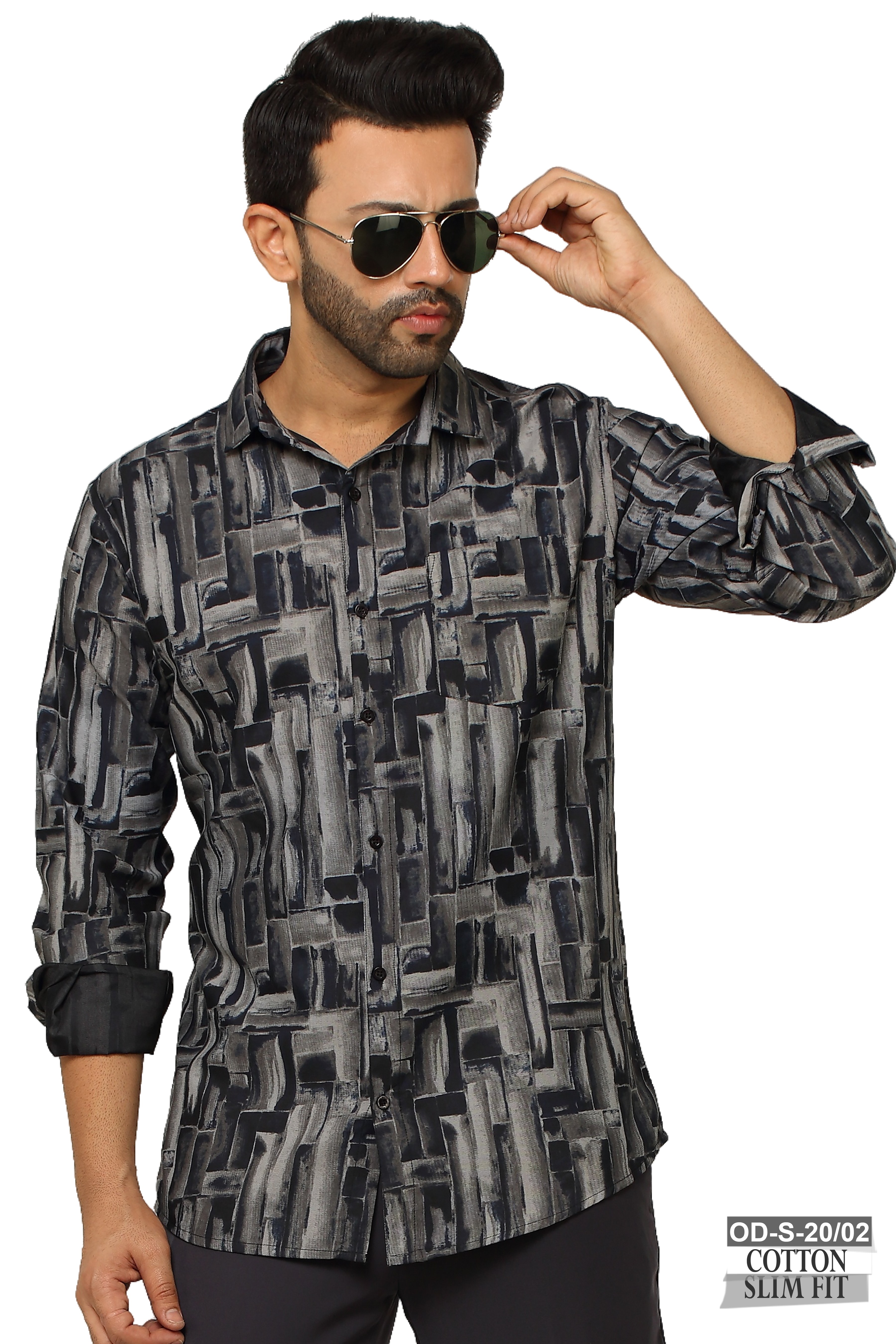 One Denim Printed Black Patii Shirts