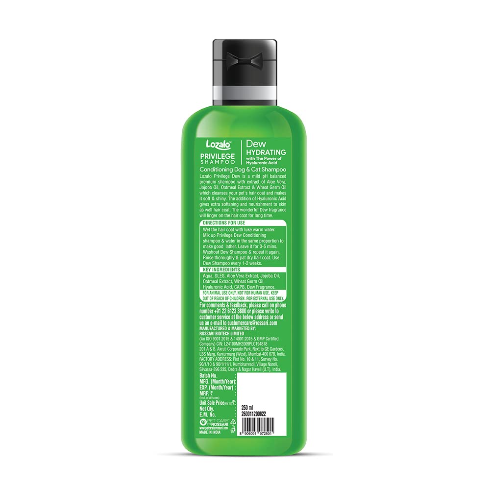 Lozalo Priviledge Conditioning Dog & Cat Shampoo, 250 ml (Dew)