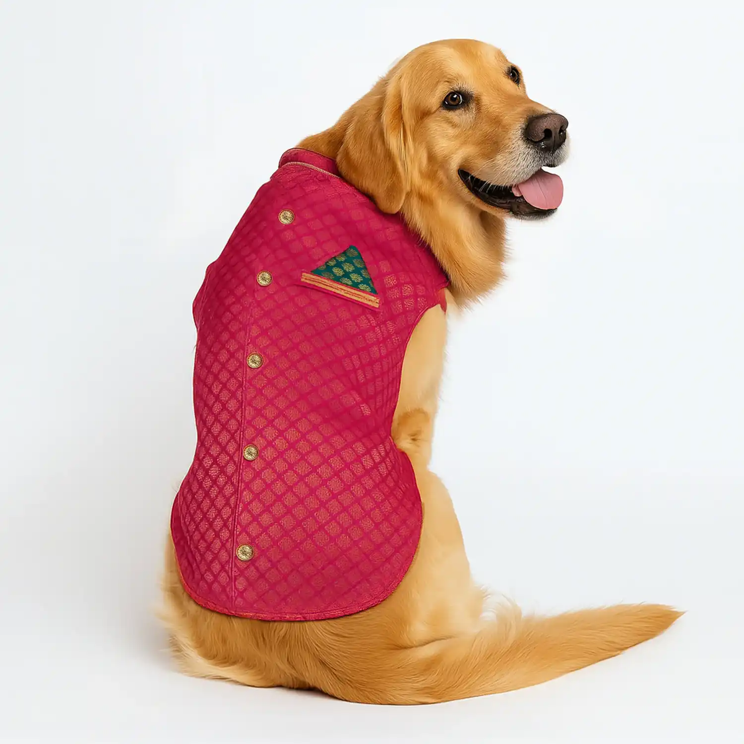 Pawsindia Traditional Royal Brocade Kurta for Dogs  - Pink | Ethnic Festive Wear