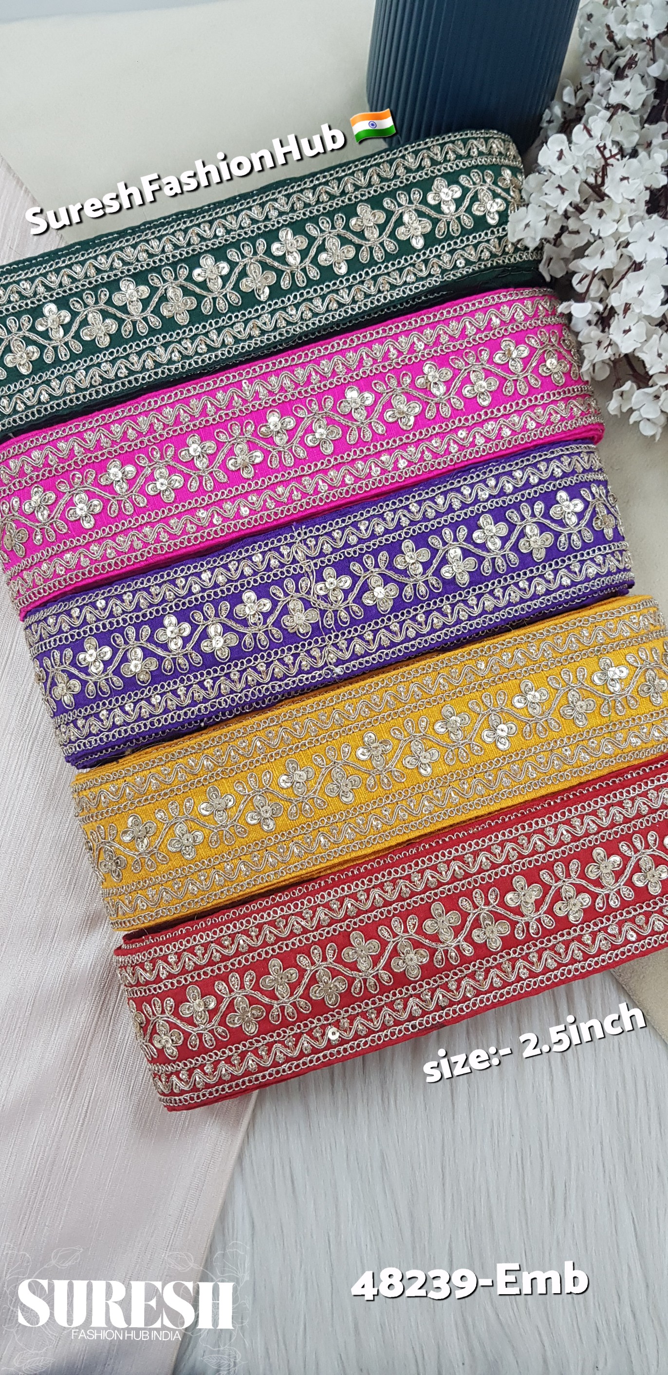 Purple Floral Zari Embroidery Lace