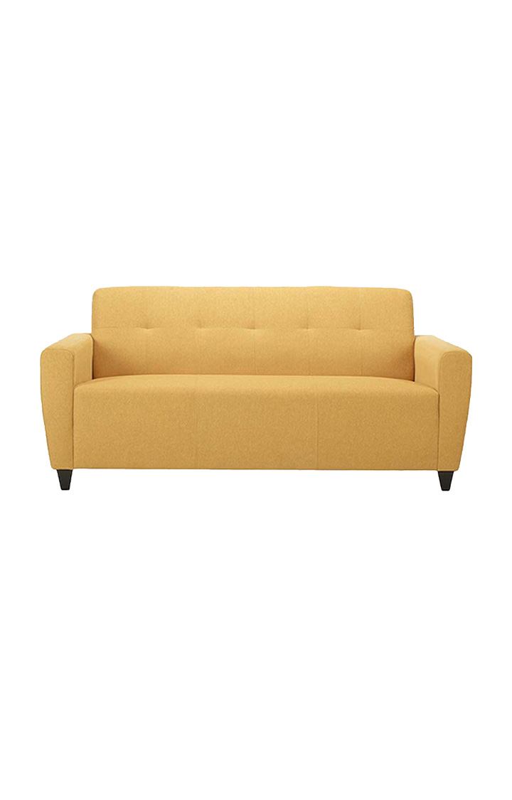 neudot Elegance Sofa for Living Room |3 Persons Sofa|Premium Fabric with Cushioned Armrest | Neem Wood Frame|3 Seater in - Husky Yellow