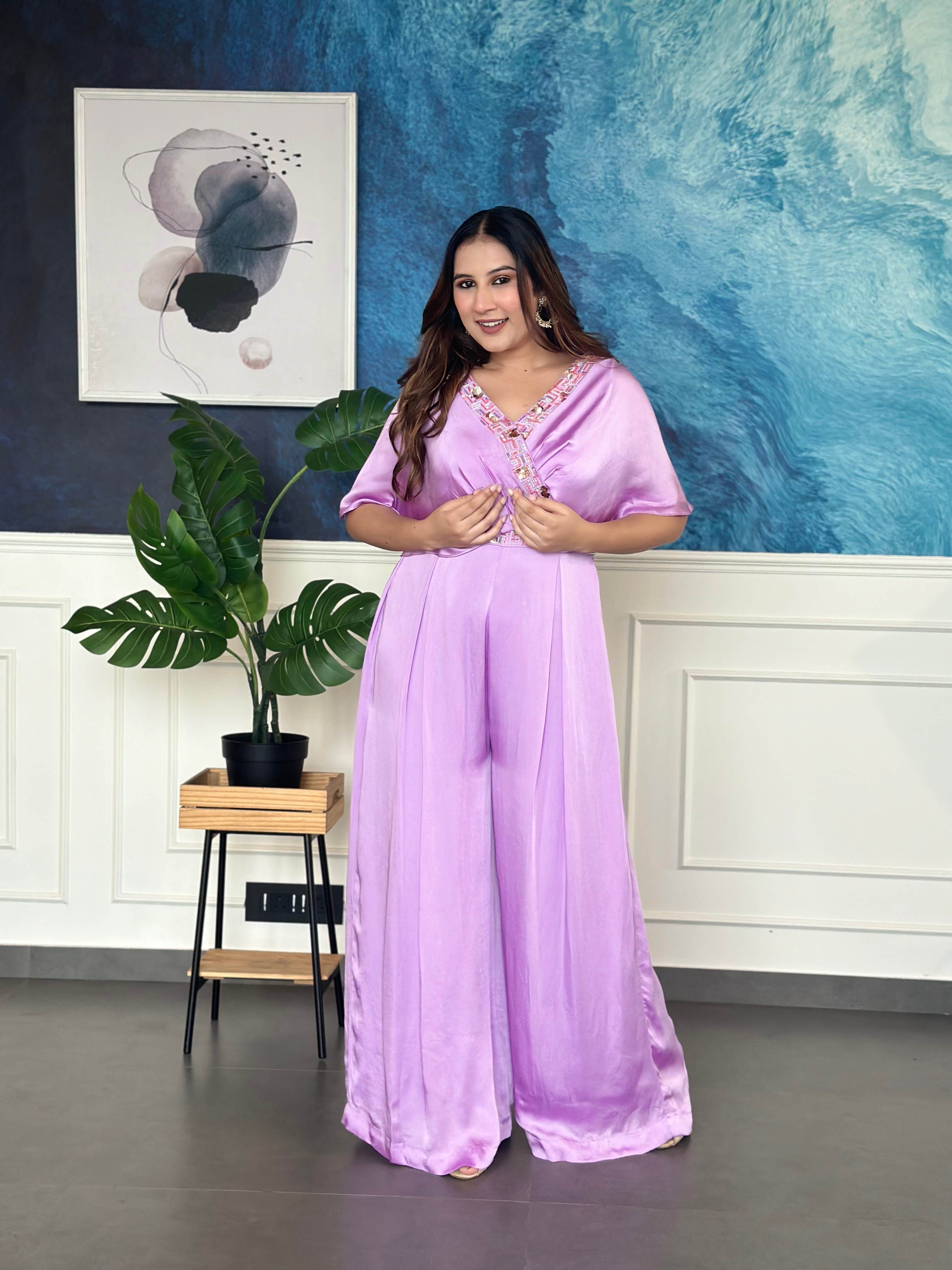 Lavender Satin Jumpsuit