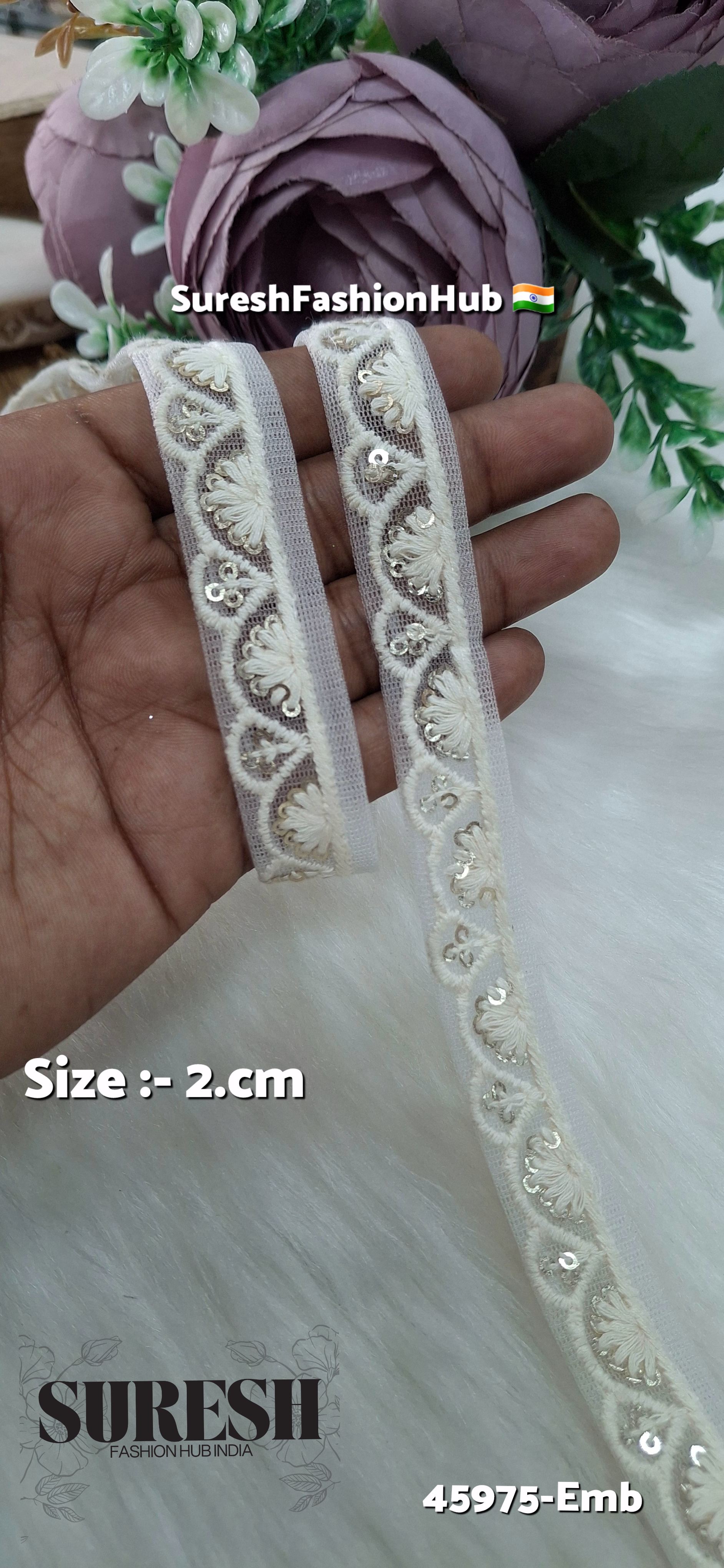 Off White Tone-on-Tone Net Embroidery Lace