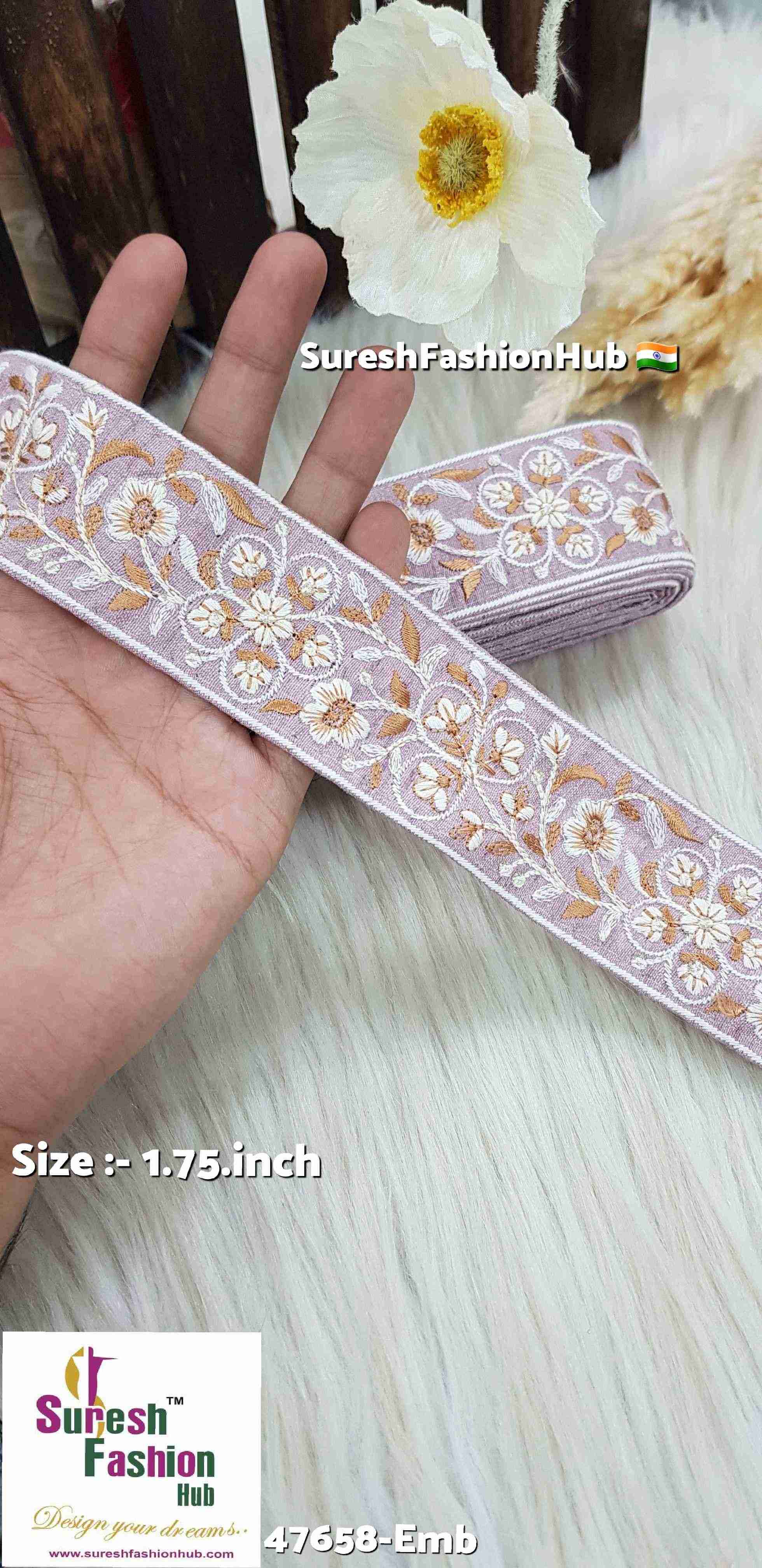 Orchid Purple Ivory Bloom Floral Embroidery Lace