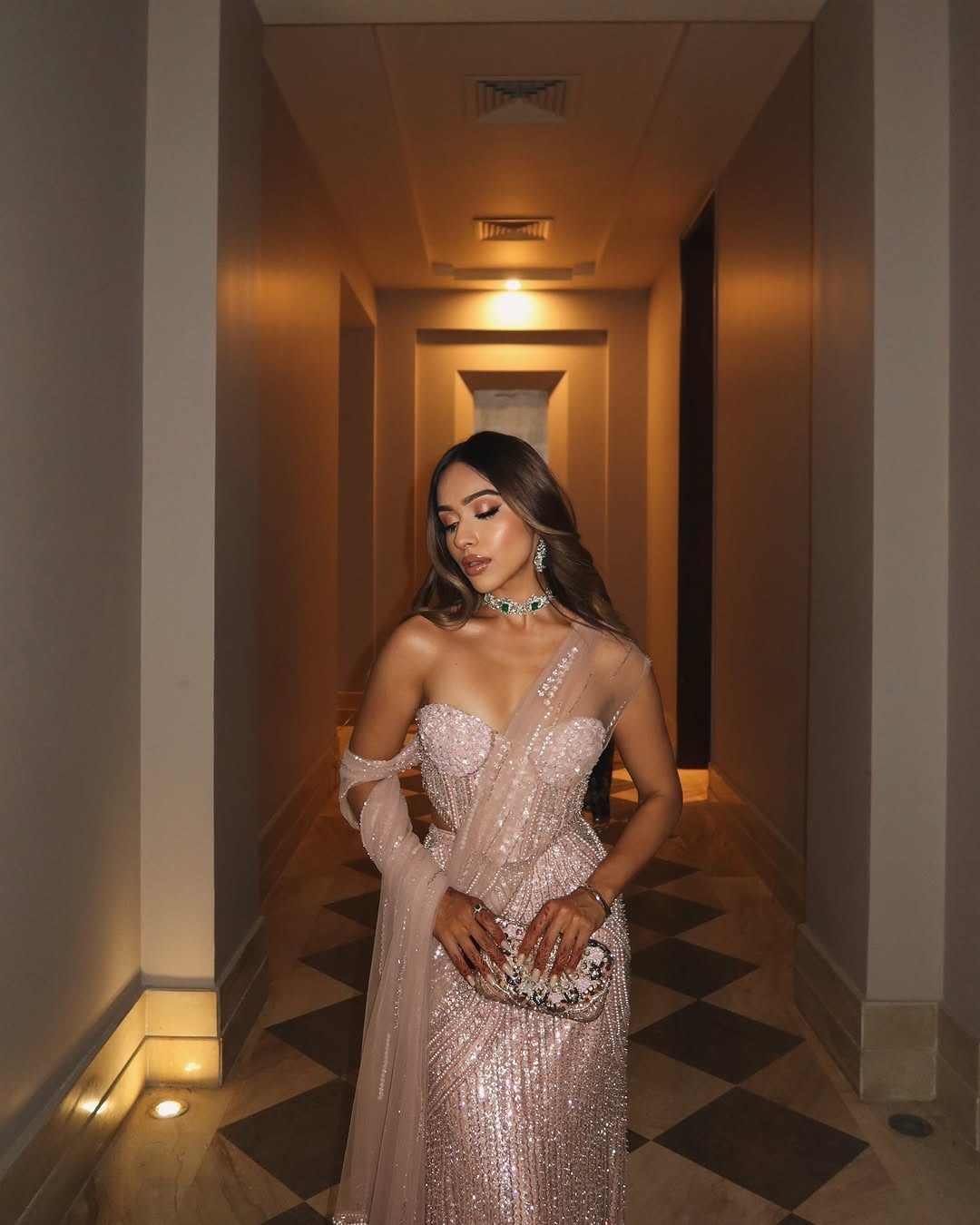 Pink Corset Saree