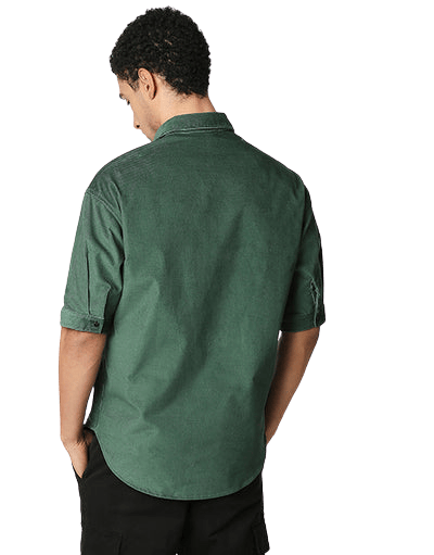 Hemsters | Hemsters Men Solid Casual Green Shirt 3